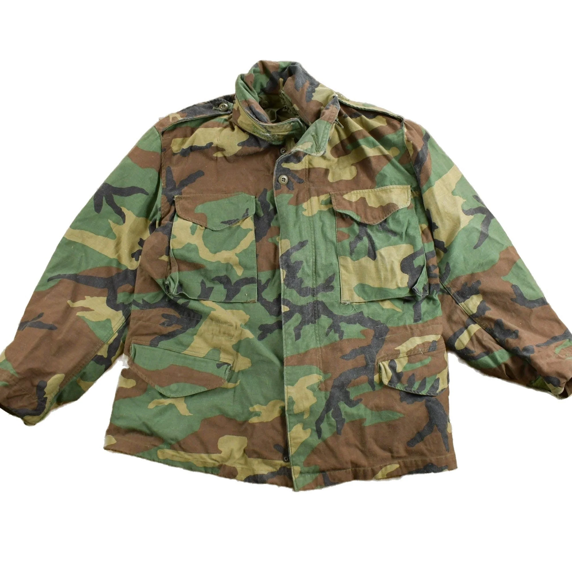 Vintage 1990s Army Woodland Camo Military Field Jacket Men's Large