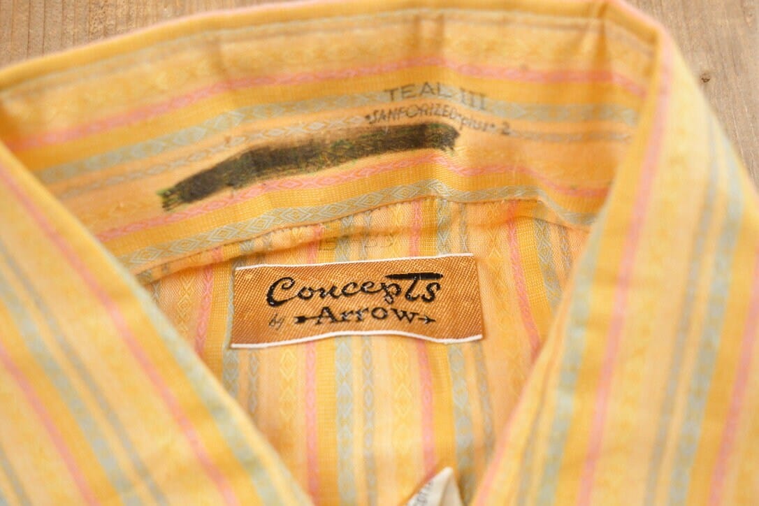 Vintage 1990s Arrow Vertical Striped Button Up Shirt Men's Medium - Image 3