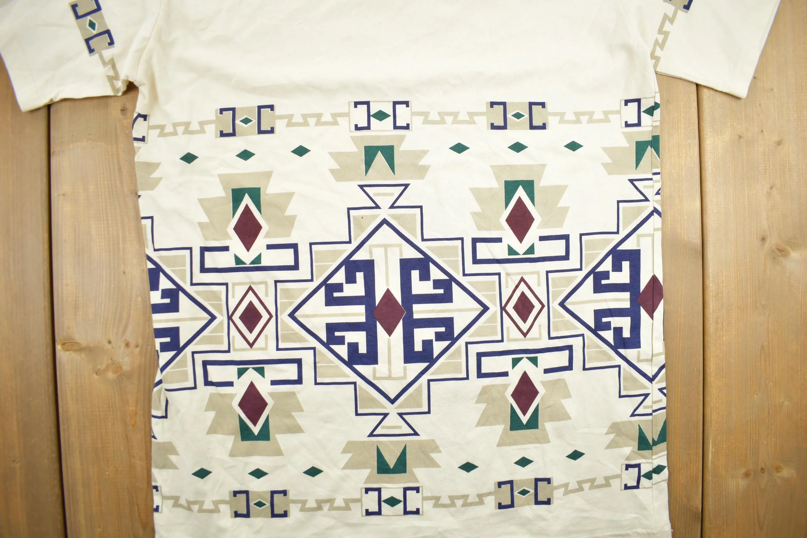 Vintage 1990s Art Unlimited Aztec Pattern Graphic T-Shirt Men's Large - Image 3