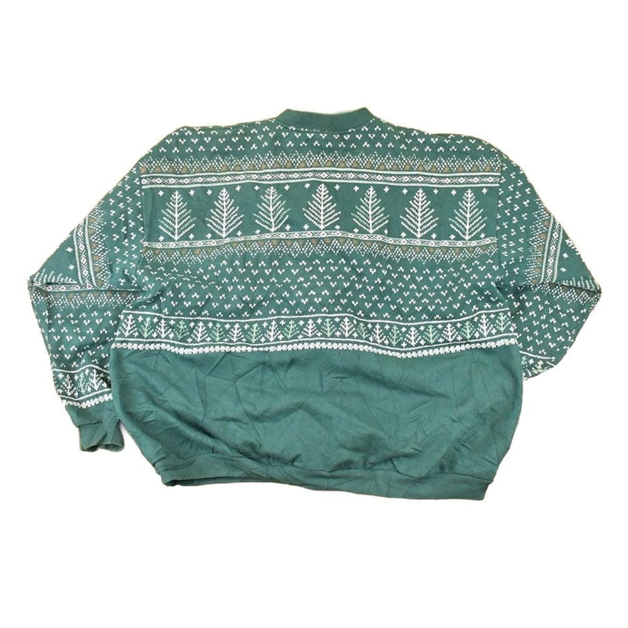 Vintage 1990s Artisans Double Collar Christmas Tree Button Up Graphic Print Crewneck Sweatshirt Women's L - Image 2