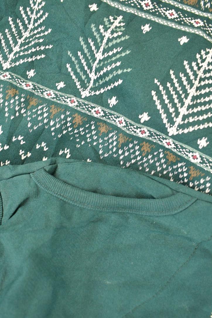 Vintage 1990s Artisans Double Collar Christmas Tree Button Up Graphic Print Crewneck Sweatshirt Women's L - Image 3