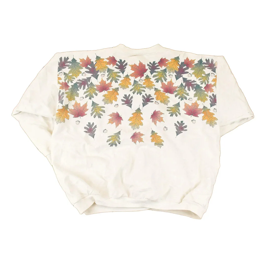Vintage 1990s Artisans Fall AOP Graphic Print Button Up Crewneck Sweatshirt Women's XL - Image 2
