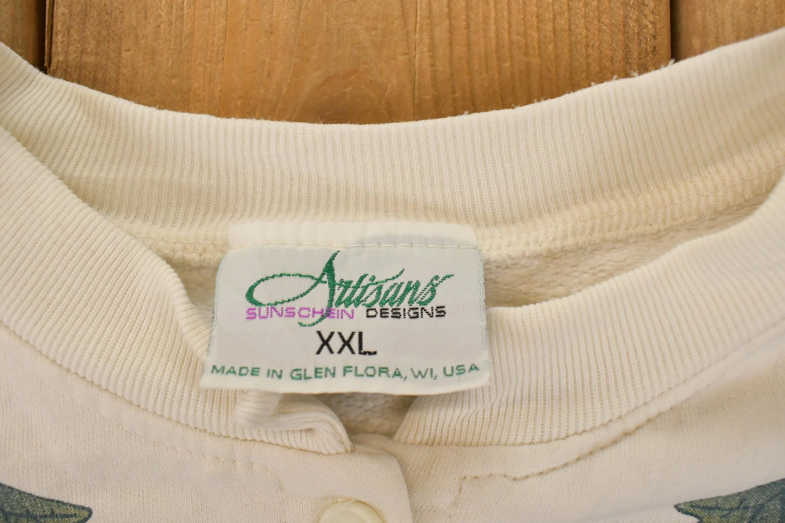 Vintage 1990s Artisans Fall AOP Graphic Print Button Up Crewneck Sweatshirt Women's XL - Image 4