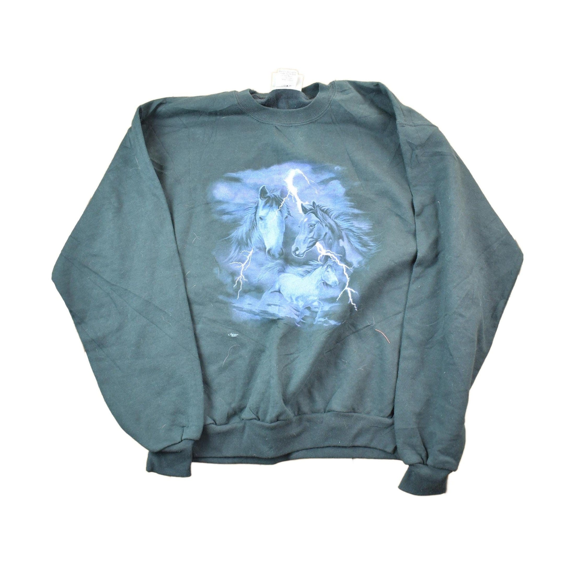 Vintage 1990s Artisans Lightning Horses Crewneck Men's Small