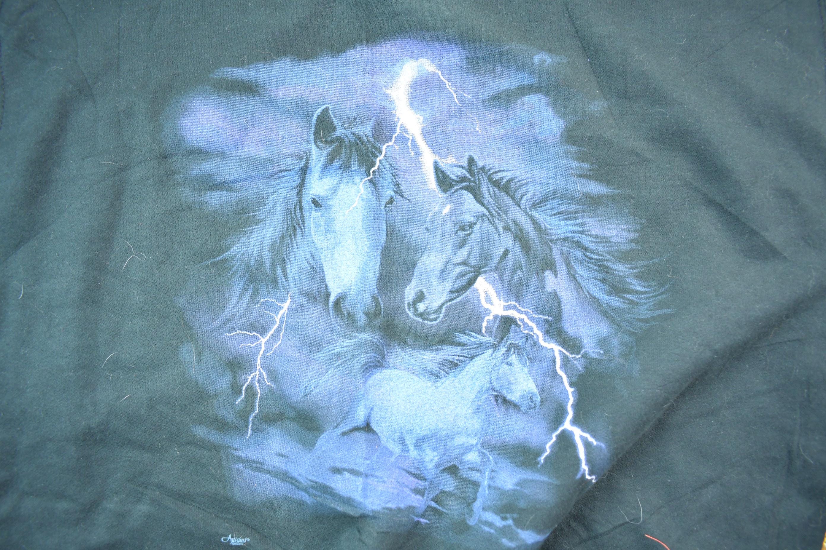 Vintage 1990s Artisans Lightning Horses Crewneck Men's Small - Image 4