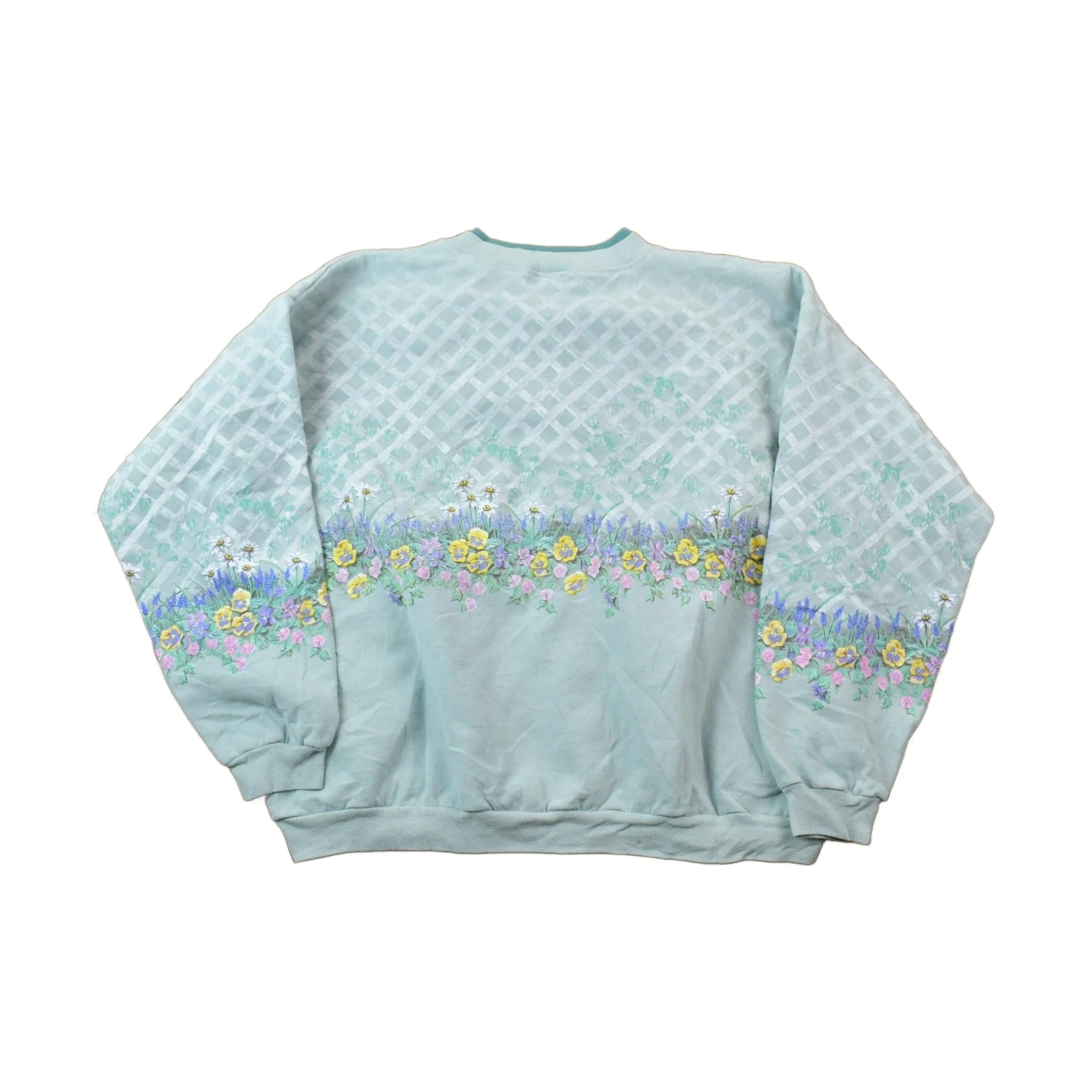 Vintage 1990s Artisans The Art Of Apparel Floral Theme Full Button Down Sweatshirt Women's XL - Image 2