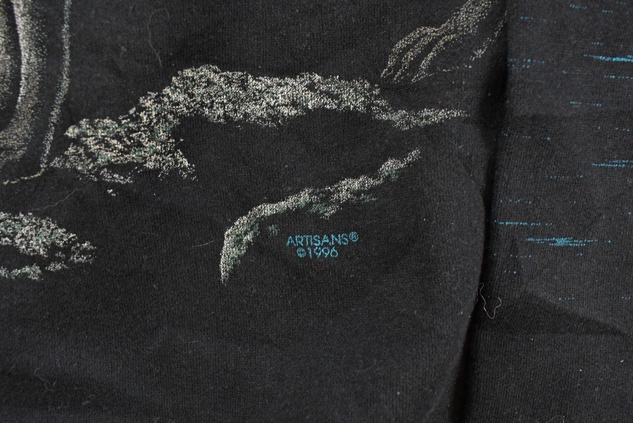 Vintage 1990s Artisans Wolf Graphic Henley Crewneck Sweatshirt Mens Large - Image 7