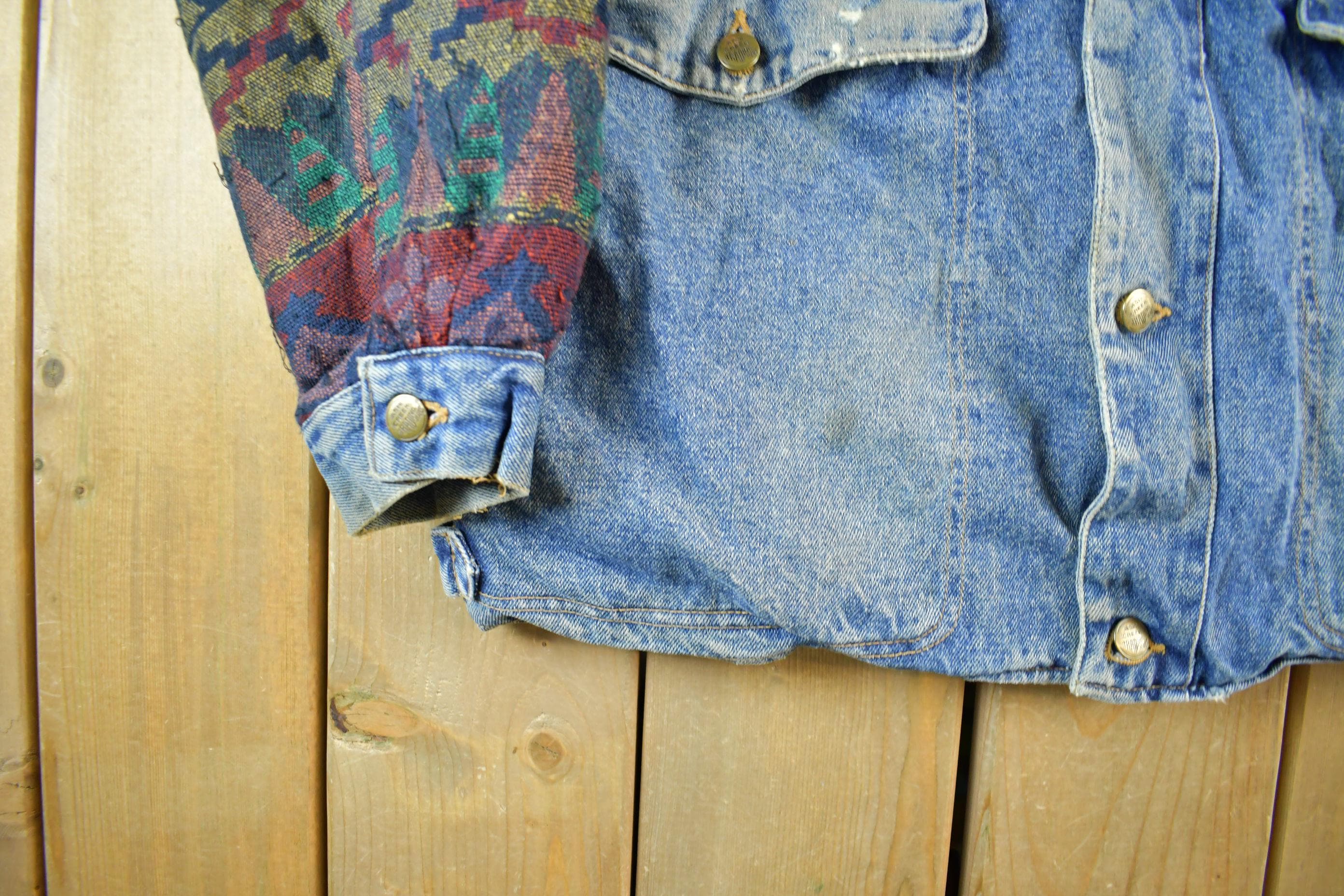 Vintage 1990s Ash Creek Trading Co Aztec Western Denim Jean Jacket Women's L - Image 3