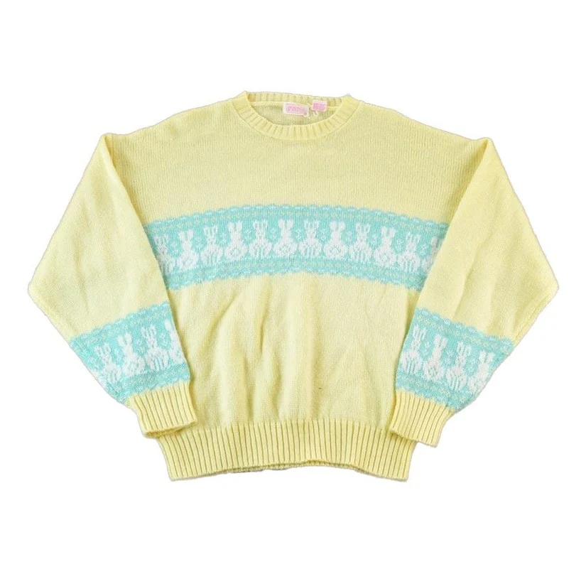 Vintage 1990s Ashley Easter Knit Abstract Pattern Crewneck Sweater Men's Large - Image 2
