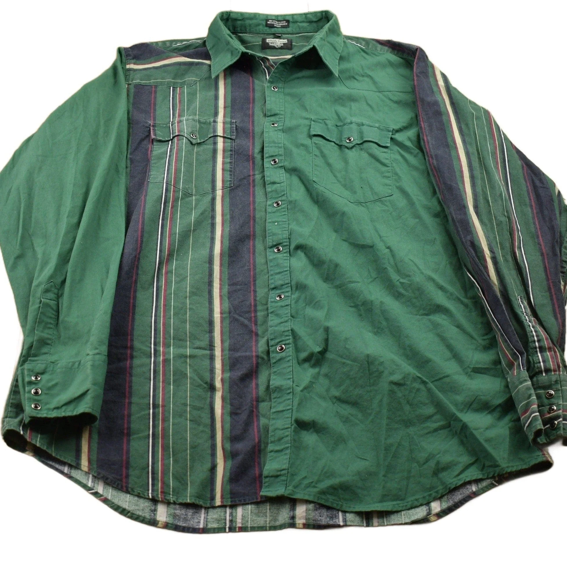 Vintage 1990s Authentic Western Young Bloods Striped Button Up Shirt Men's 2XL
