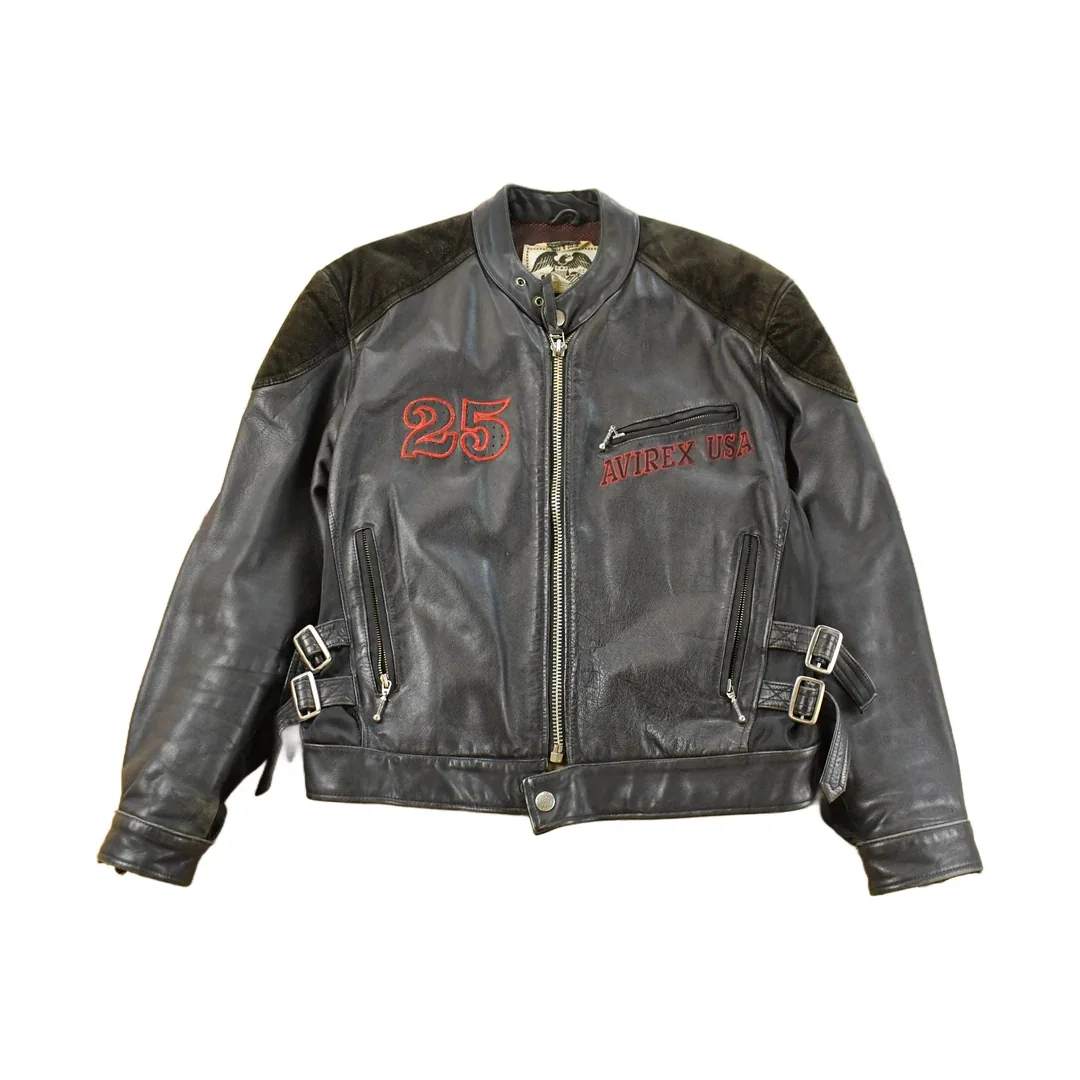Vintage 1990s Avirex Racing Leather Jacket Men's Small