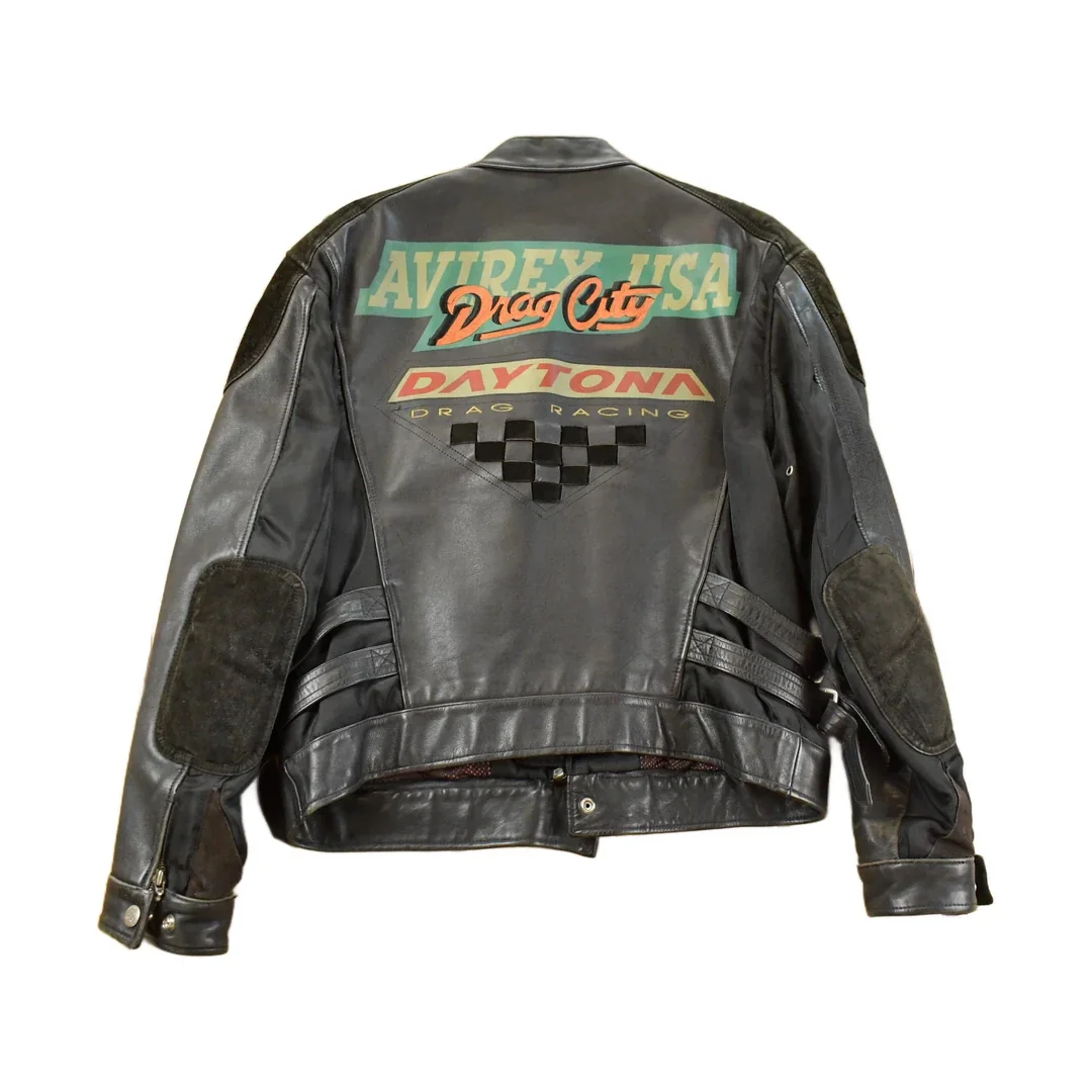 Vintage 1990s Avirex Racing Leather Jacket Men's Small - Image 2