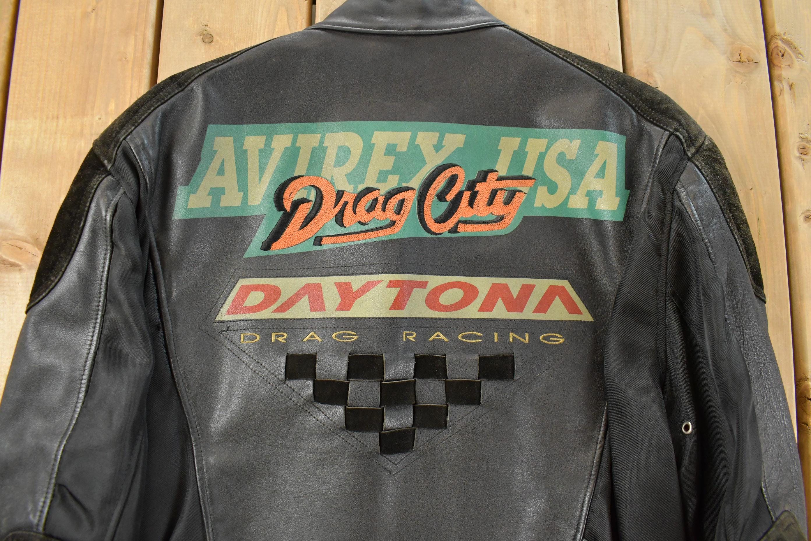 Vintage 1990s Avirex Racing Leather Jacket Men's Small - Image 9