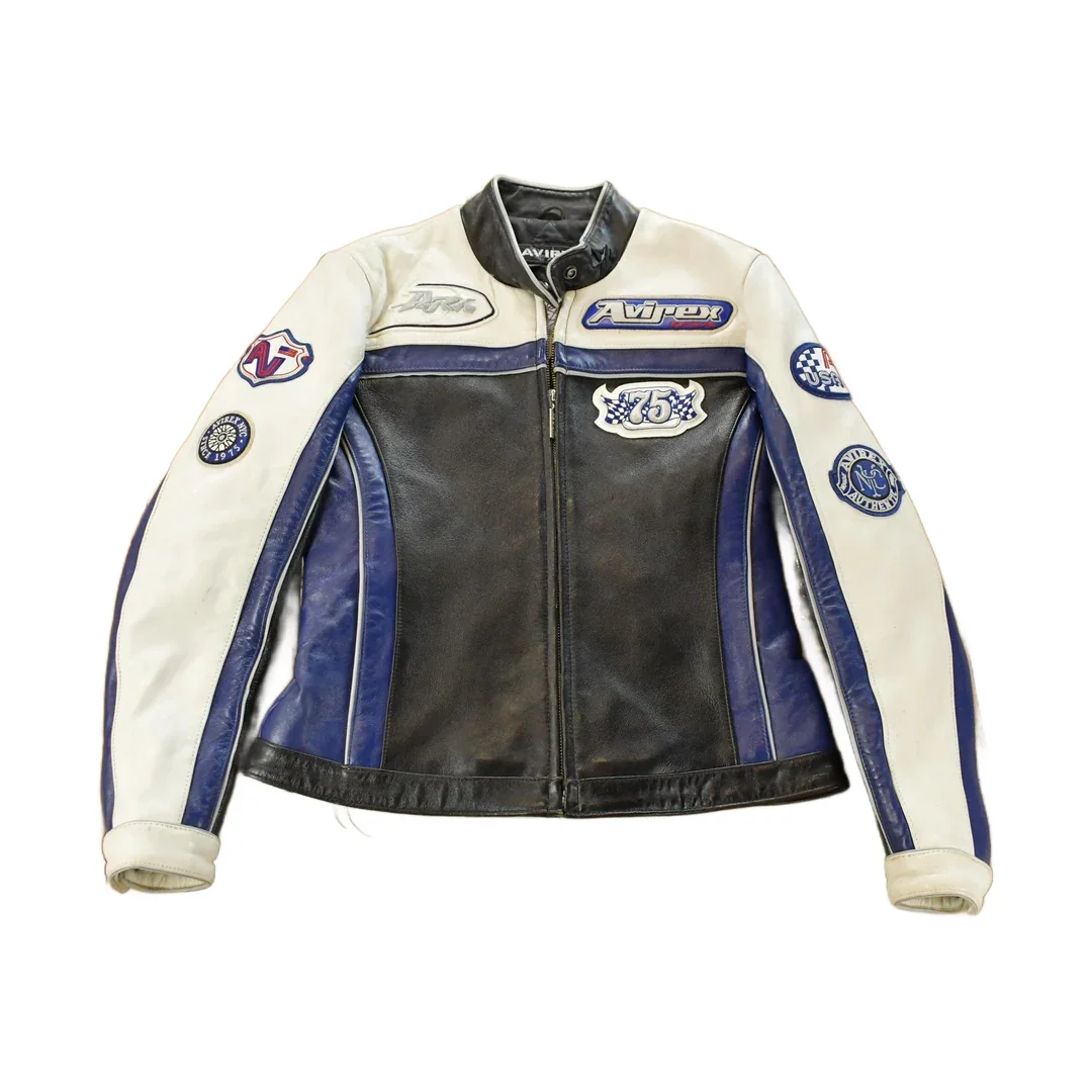 Vintage 1990s Avirex Racing Leather Varsity Jacket Women's S