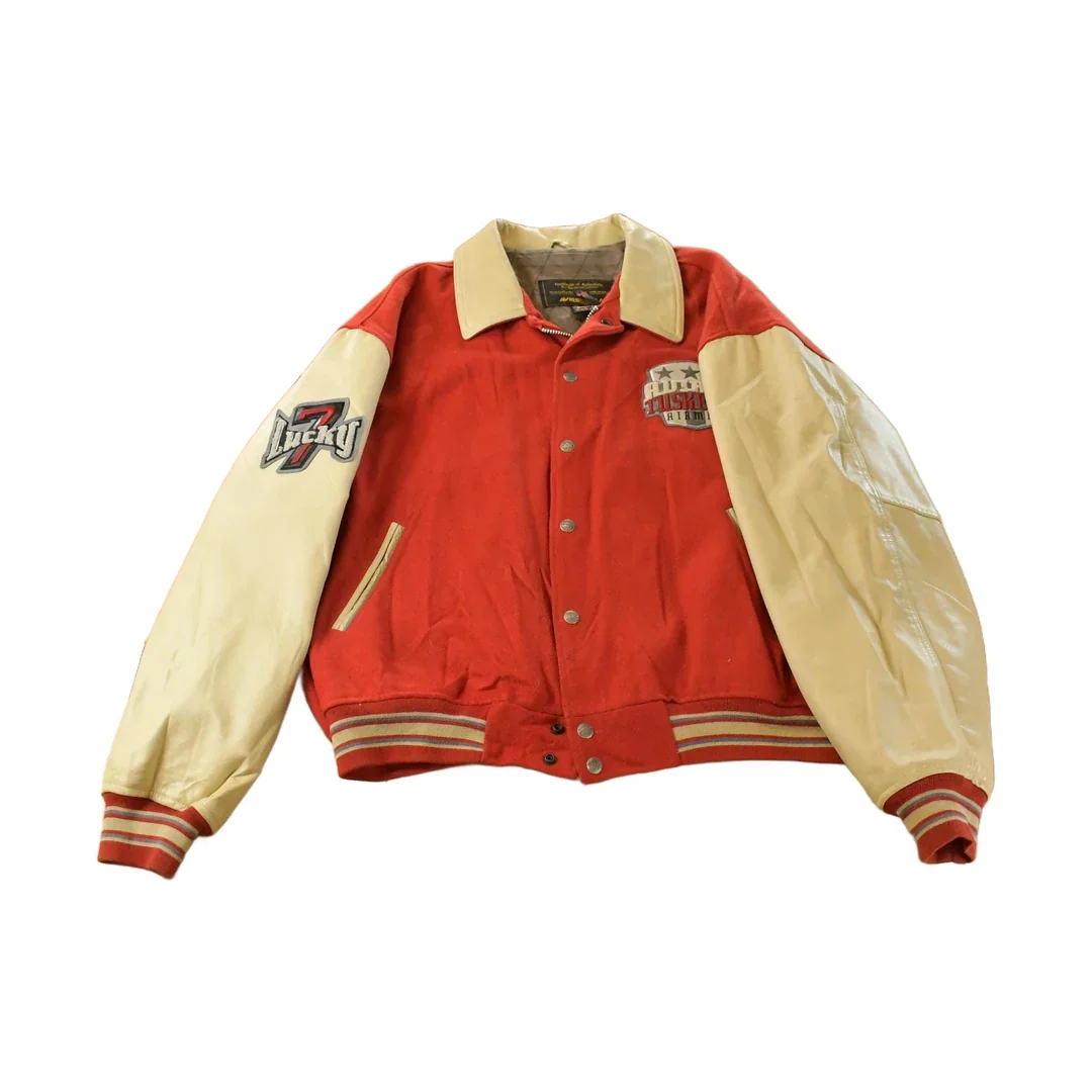 Vintage 1990s Avirex Tuskegee Airmen Wool Leather Varsity Jacket Men's 5X - Image 2