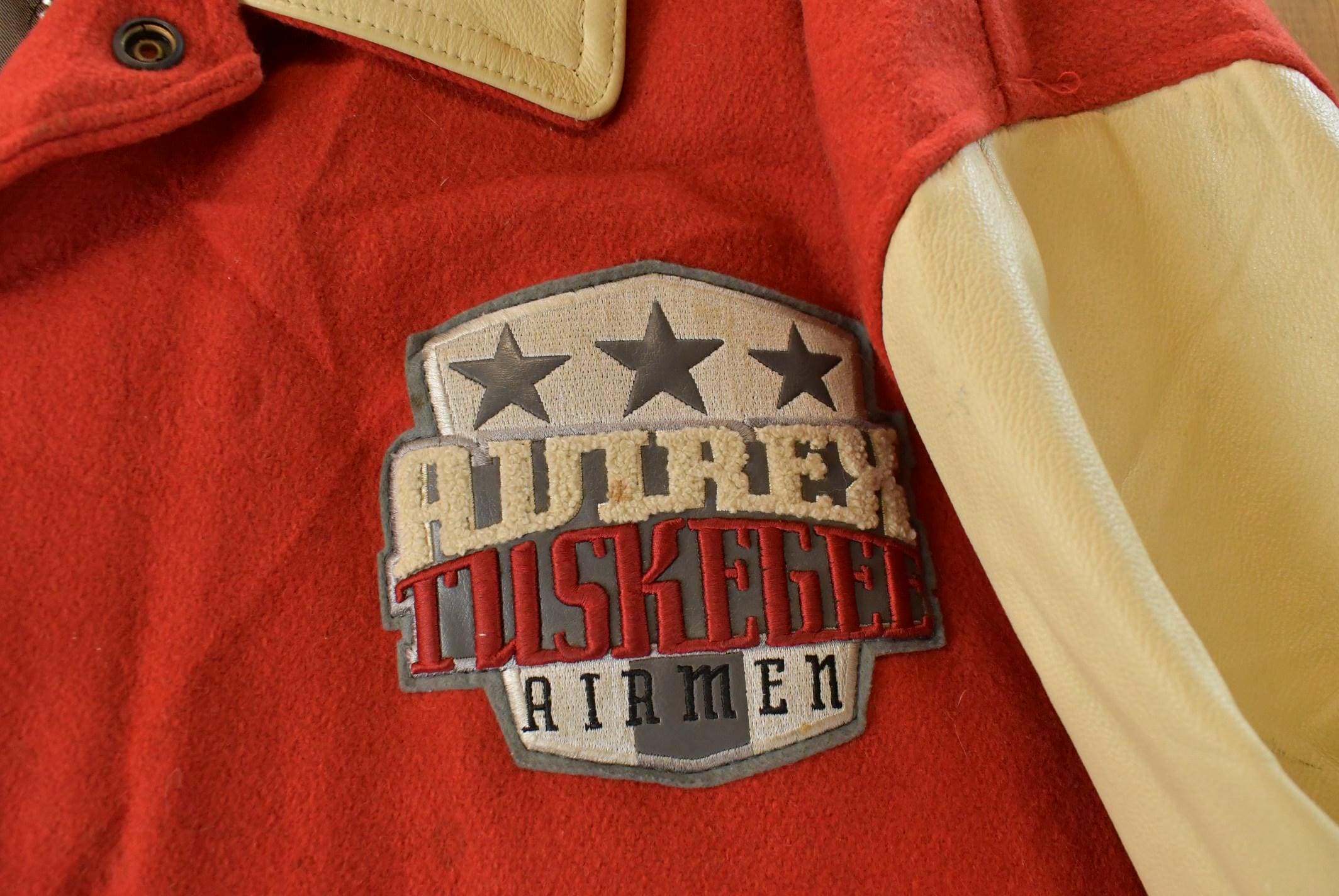 Vintage 1990s Avirex Tuskegee Airmen Wool Leather Varsity Jacket Men's 5X - Image 4