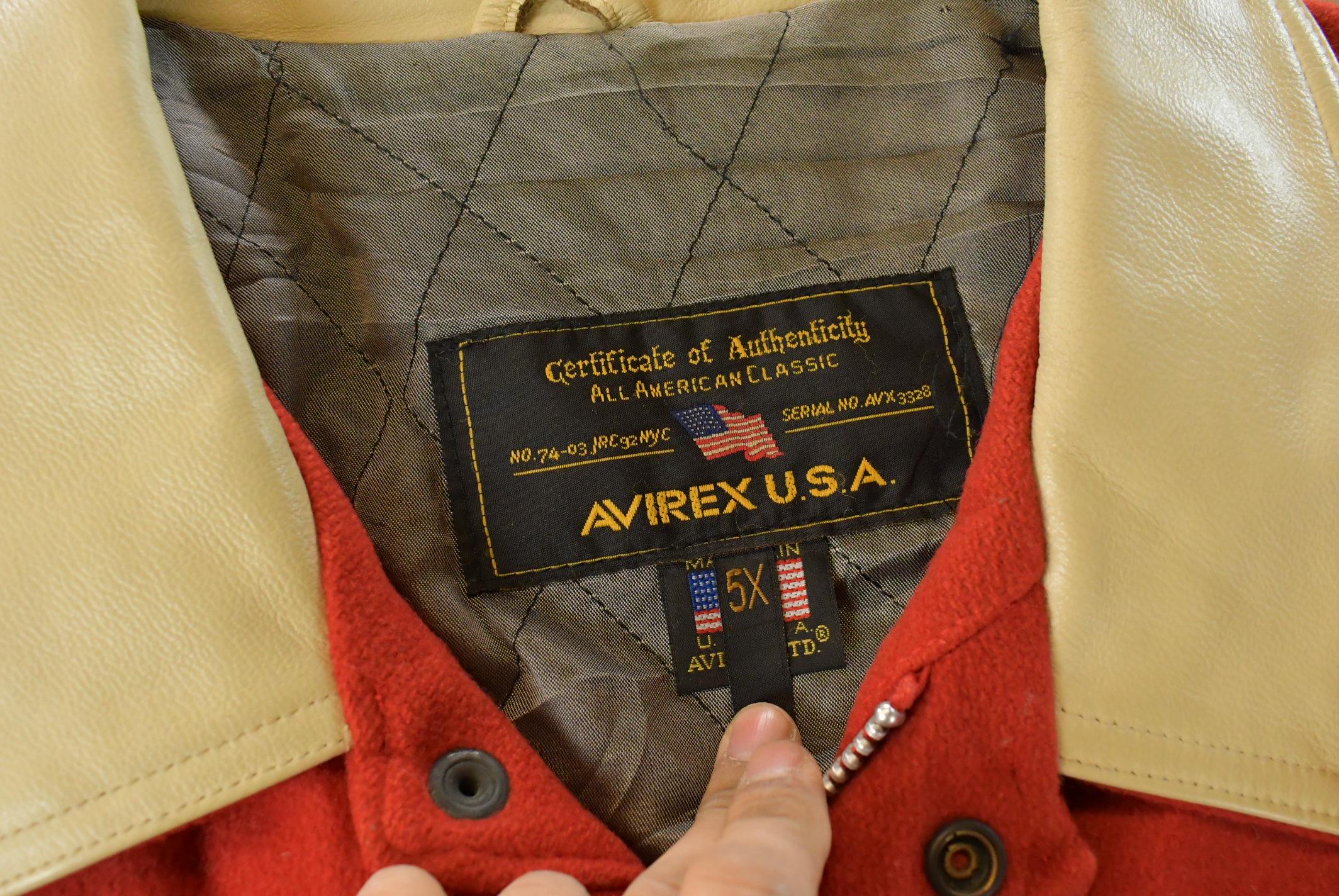 Vintage 1990s Avirex Tuskegee Airmen Wool Leather Varsity Jacket Men's 5X - Image 5