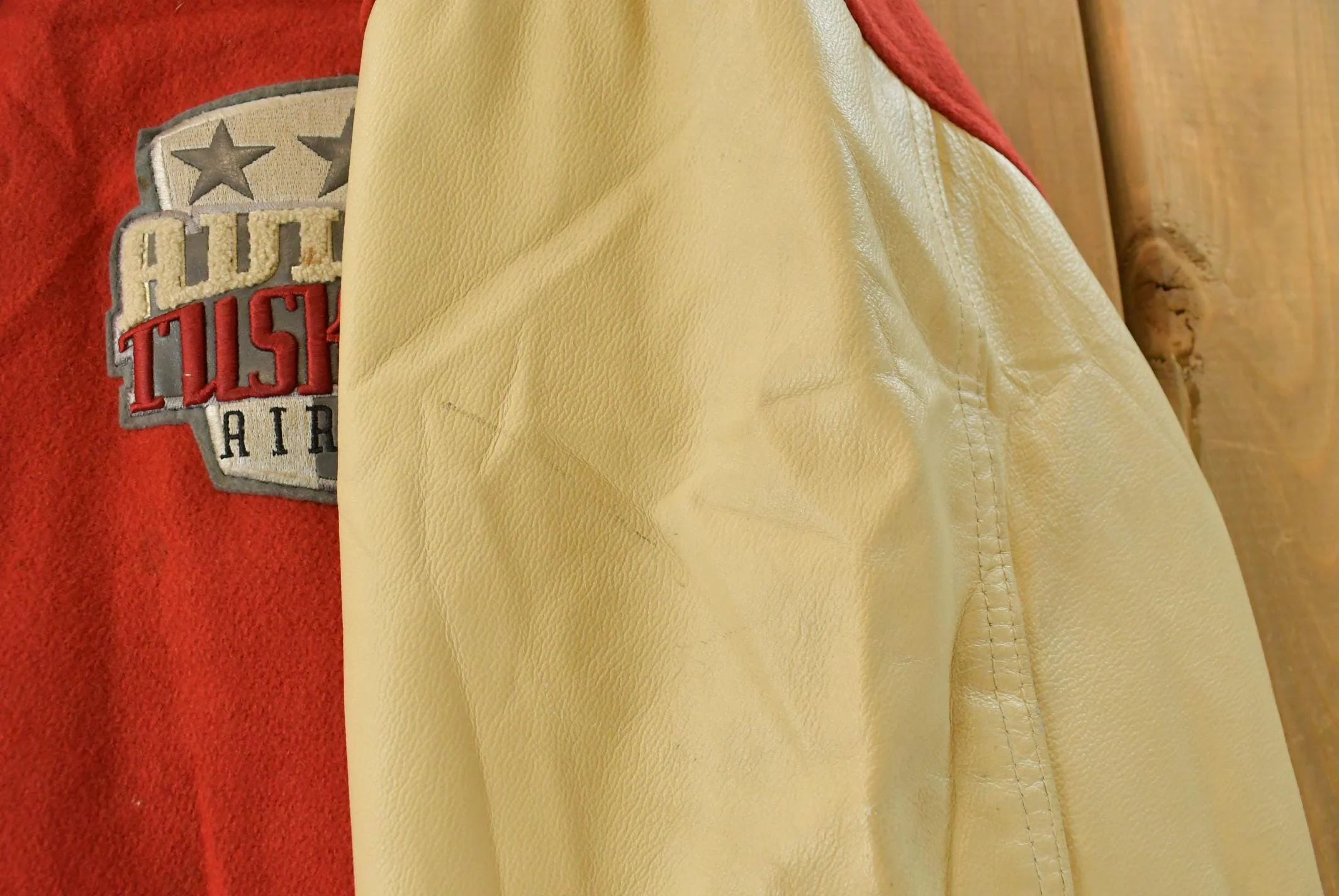 Vintage 1990s Avirex Tuskegee Airmen Wool Leather Varsity Jacket Men's 5X - Image 7