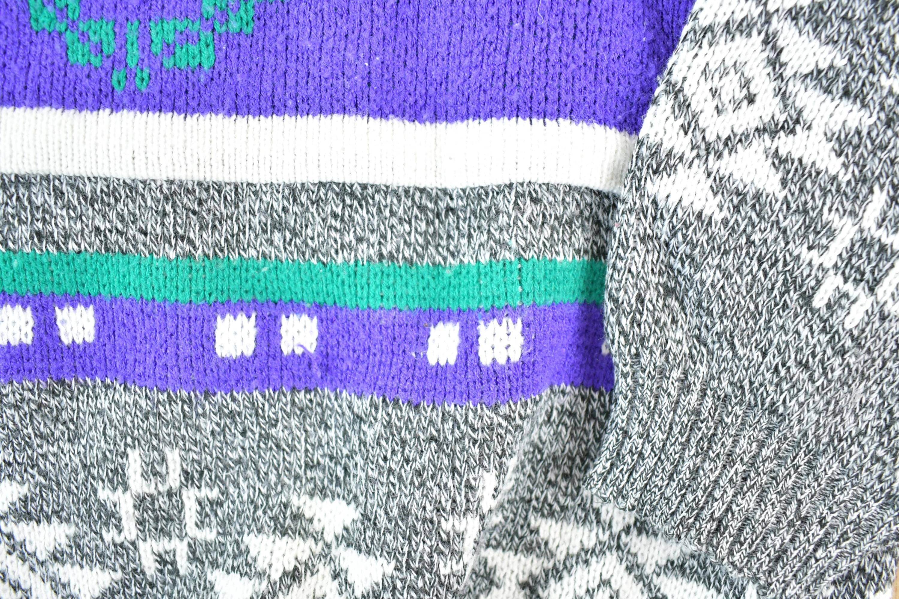 Vintage 1990s Aztec All Over Print Knit Abstract Pattern Crewneck Sweater Men's L - Image 3