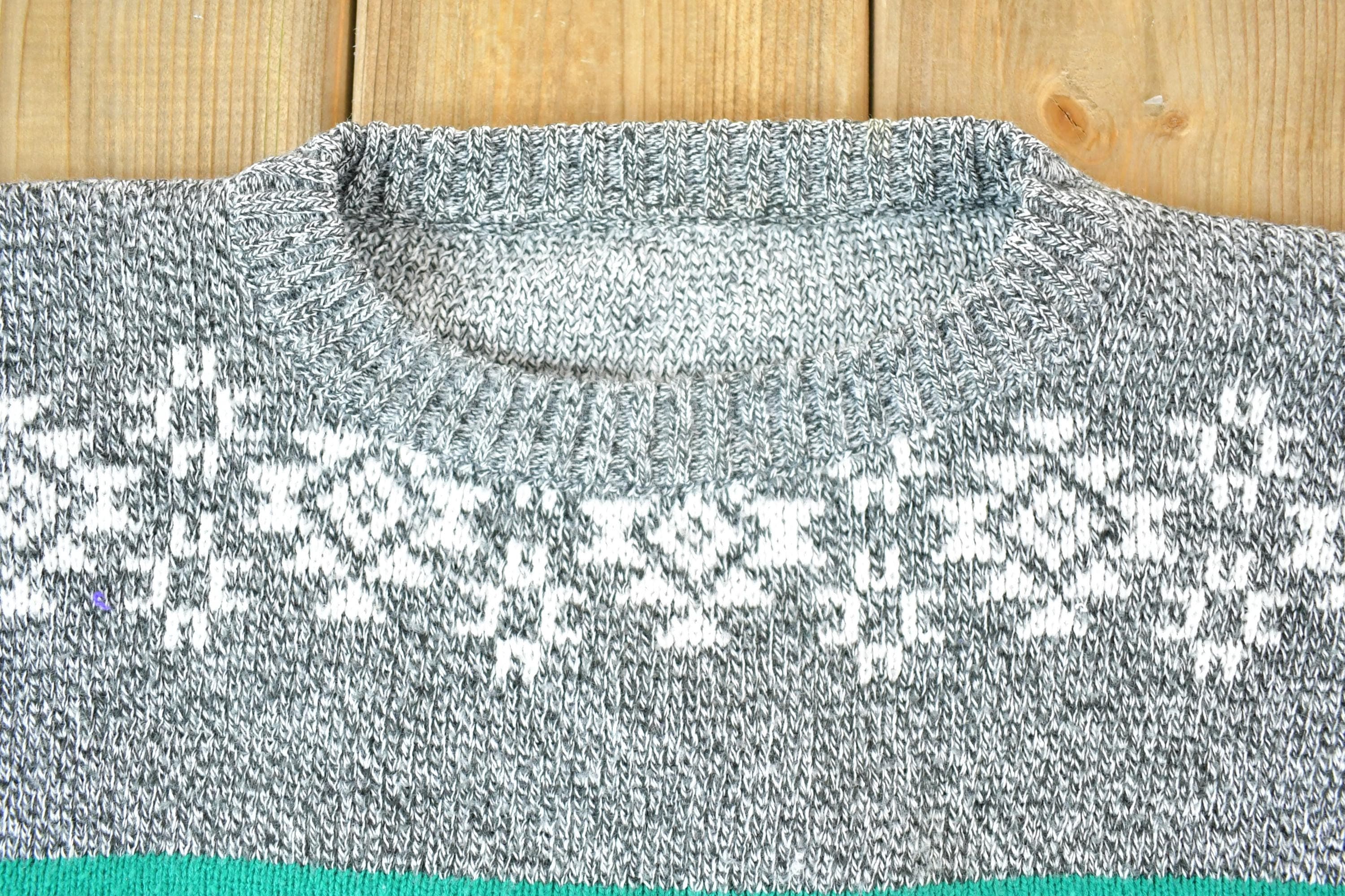 Vintage 1990s Aztec All Over Print Knit Abstract Pattern Crewneck Sweater Men's L - Image 4