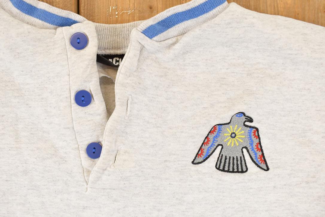 Vintage 1990s Aztec Bird Quarter Button Crewneck Sweatshirt Mens L - Image 3