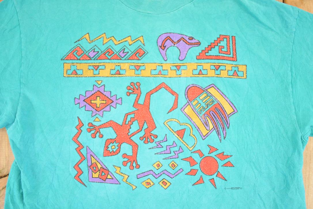 Vintage 1990's Aztec Lizard Souvenir Travel T-Shirt Men's M - Image 3