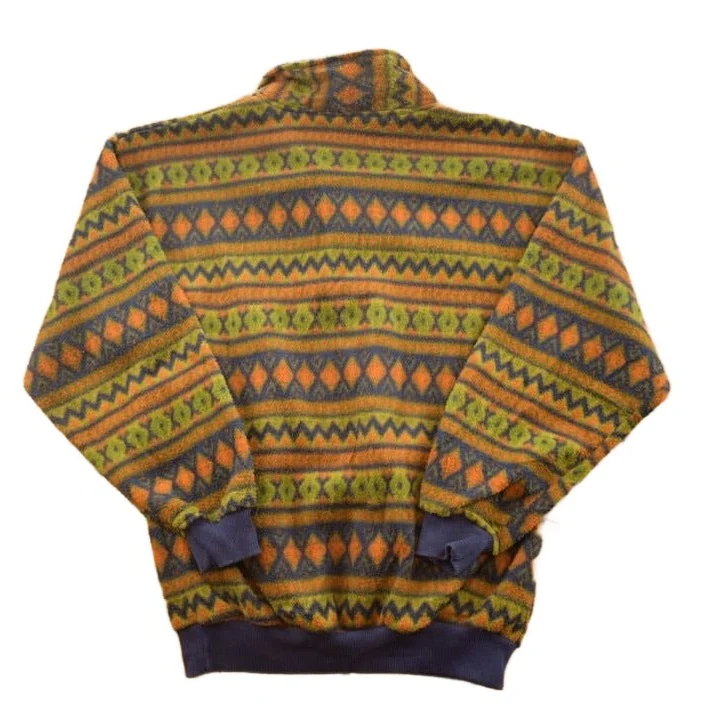 Vintage 1990s Aztec Pattern Fleece Sweater Men's S - Image 2
