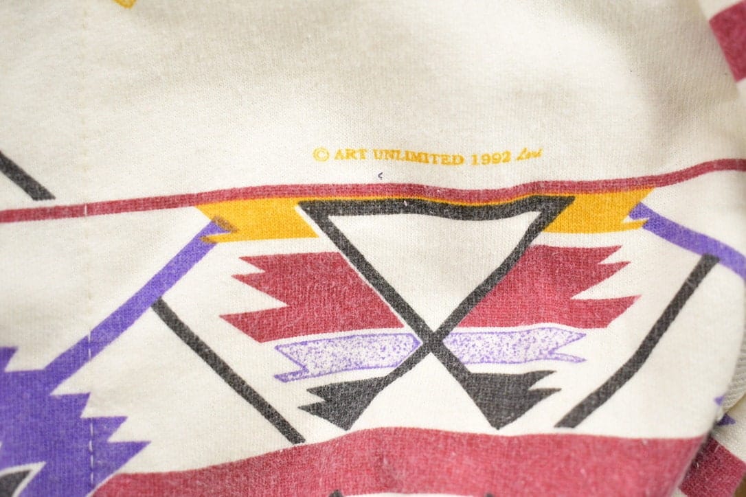 Vintage 1990s Aztec Pattern Quarter Button Up Sweatshirt Men's Large - Image 4