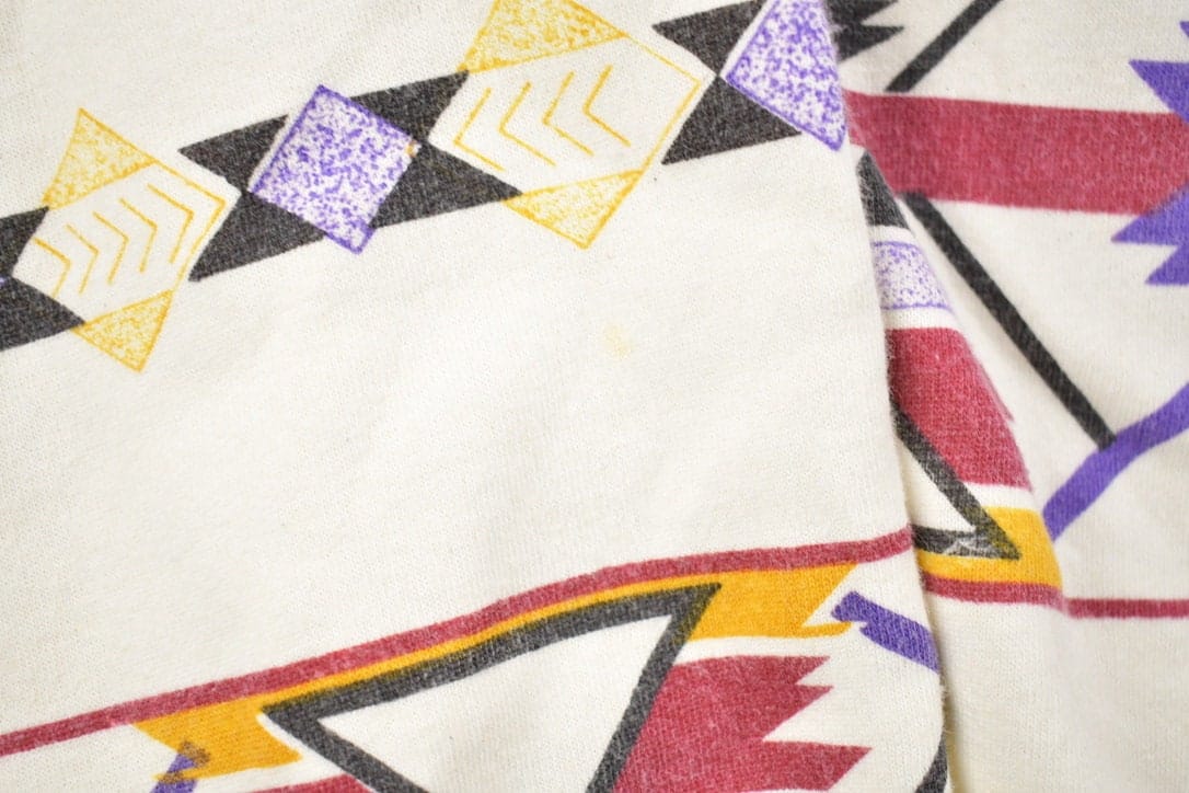 Vintage 1990s Aztec Pattern Quarter Button Up Sweatshirt Men's Large - Image 6