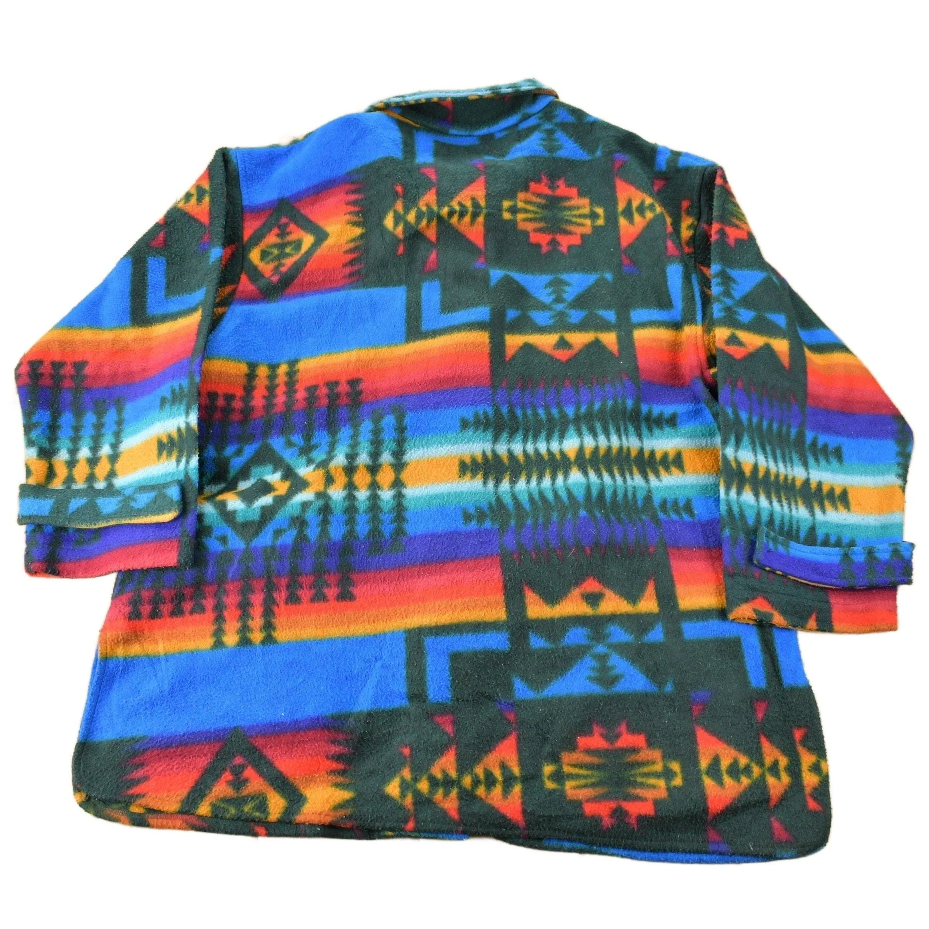 Vintage 1990s Aztec South Western Pattern Button Up Fleece Sweater Men's XL - Image 2