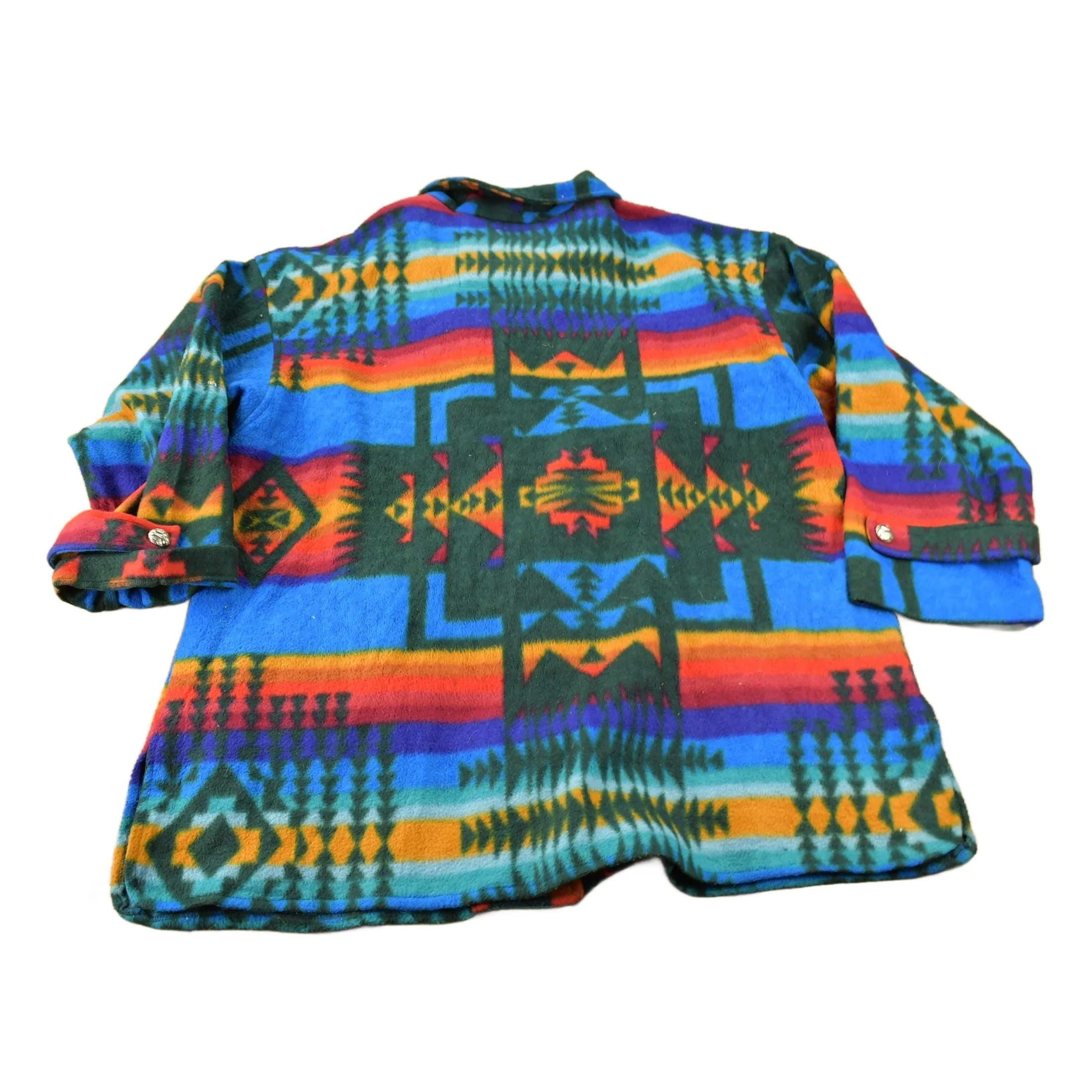Vintage 1990s Aztec South Western Pattern Button Up Fleece Sweater OSFA - Image 2
