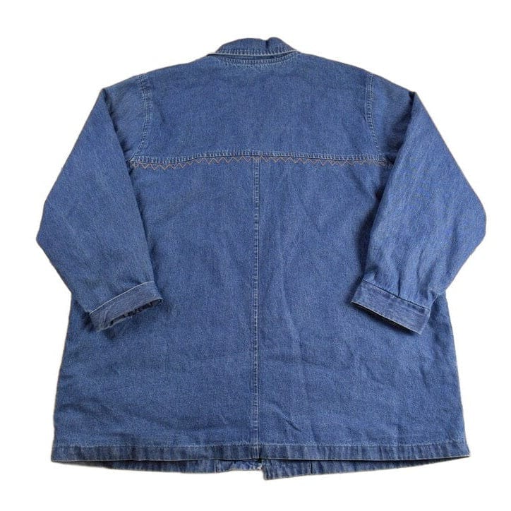 Vintage 1990s Aztec Western Denim Jean Jacket Men's 2XL - Image 2