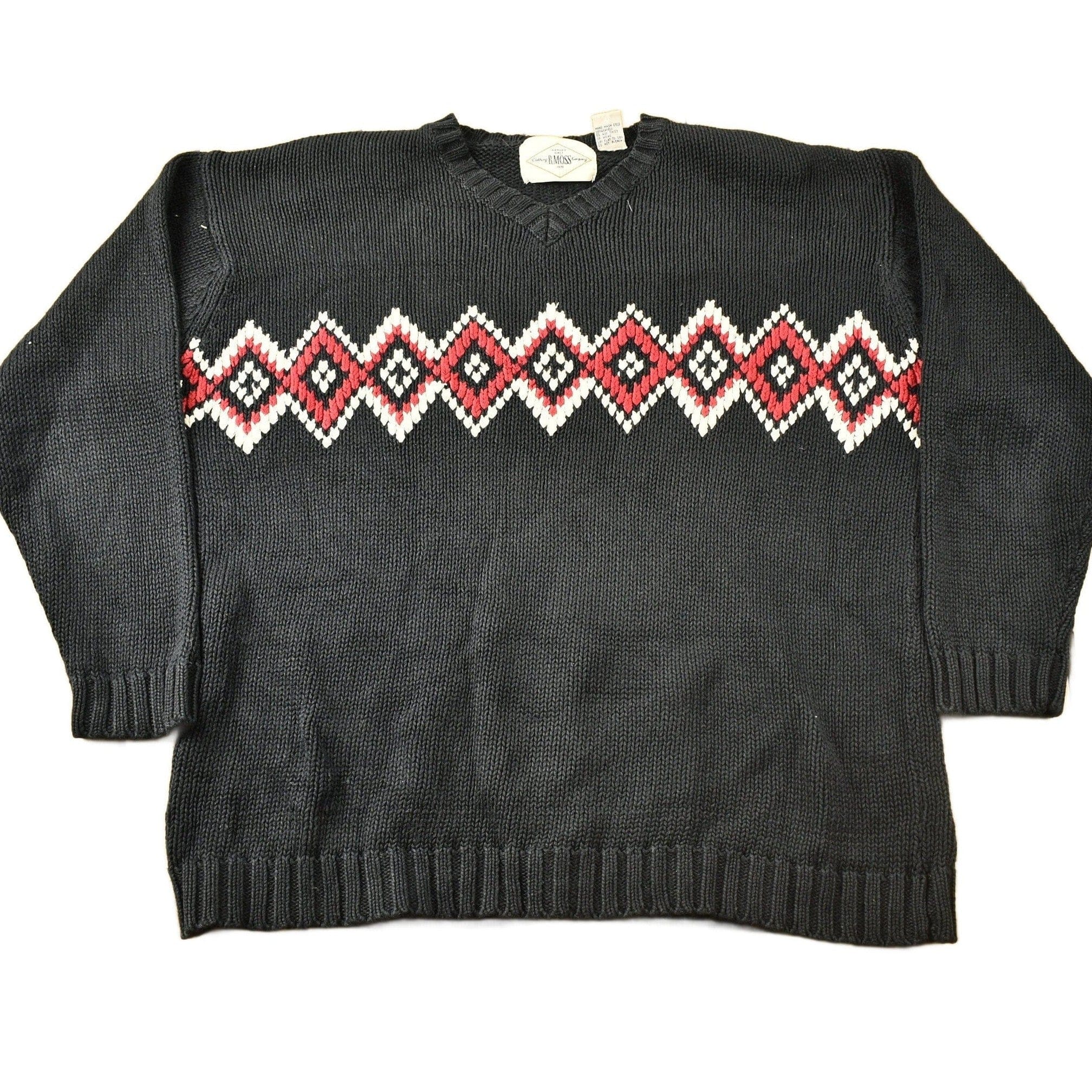 Vintage 1990s B.Moss Clothing Company Knitted V-Neck Sweater Men's Medium