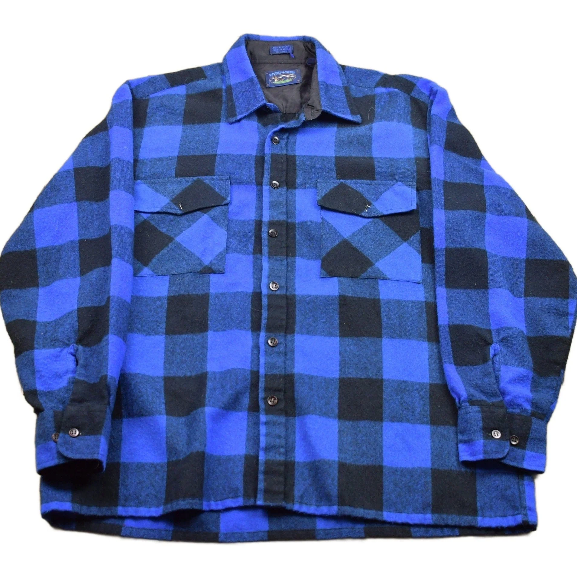 Vintage 1990s Back Packer Lined Plaid Button Up Shirt Men's XL