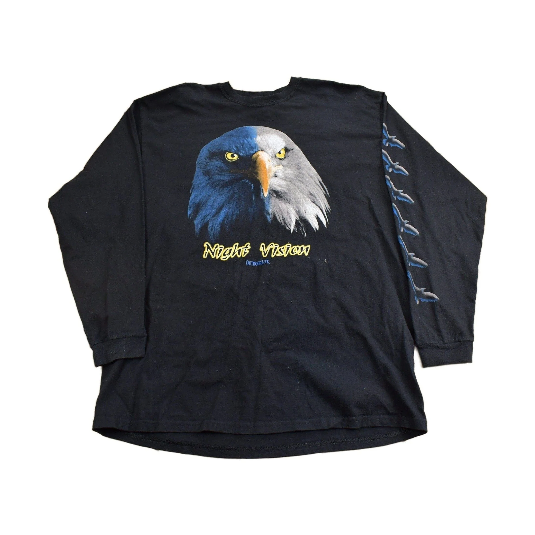 Vintage 1990s Bald Eagle Night Vision Outdoor Life Long Sleeve Graphic T-Shirt Men's XL