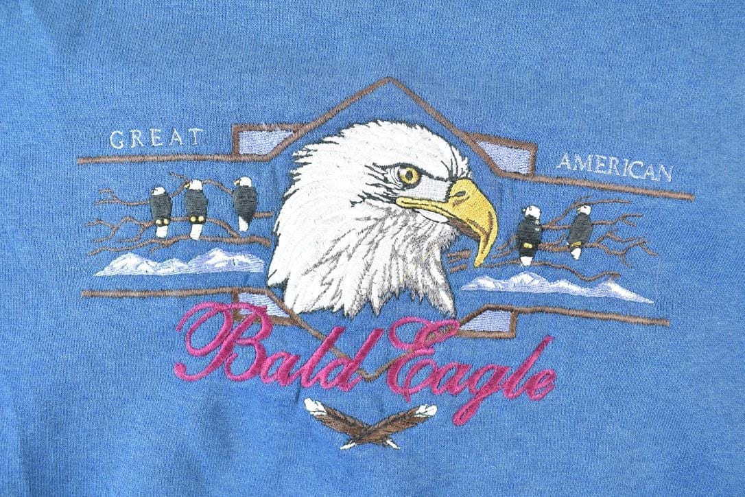 Vintage 1990s Bald Eagle Outdoorsman Crewneck Sweatshirt Men's XL - Image 4