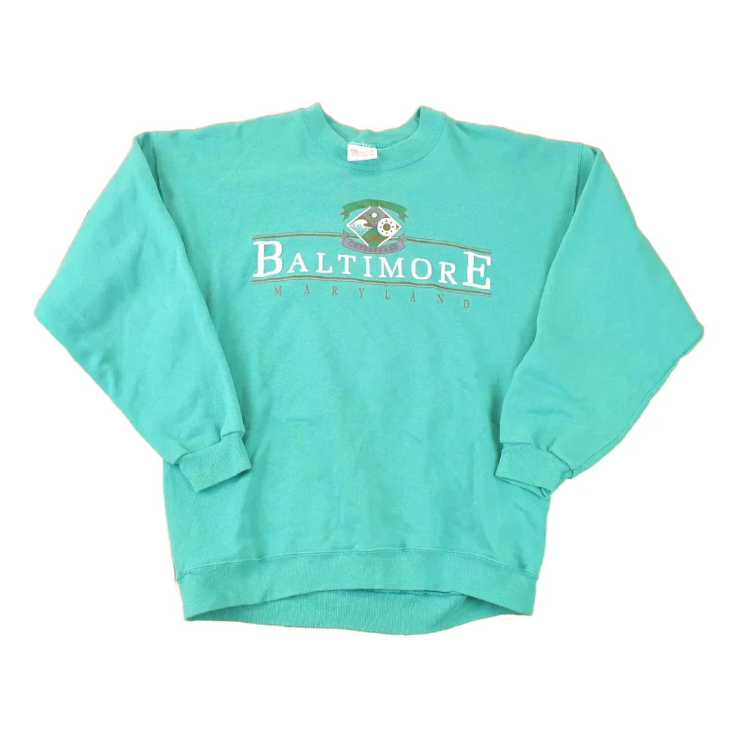 Vintage 1990s Baltimore Maryland Graphic Print Crewneck Sweatshirt Mens L