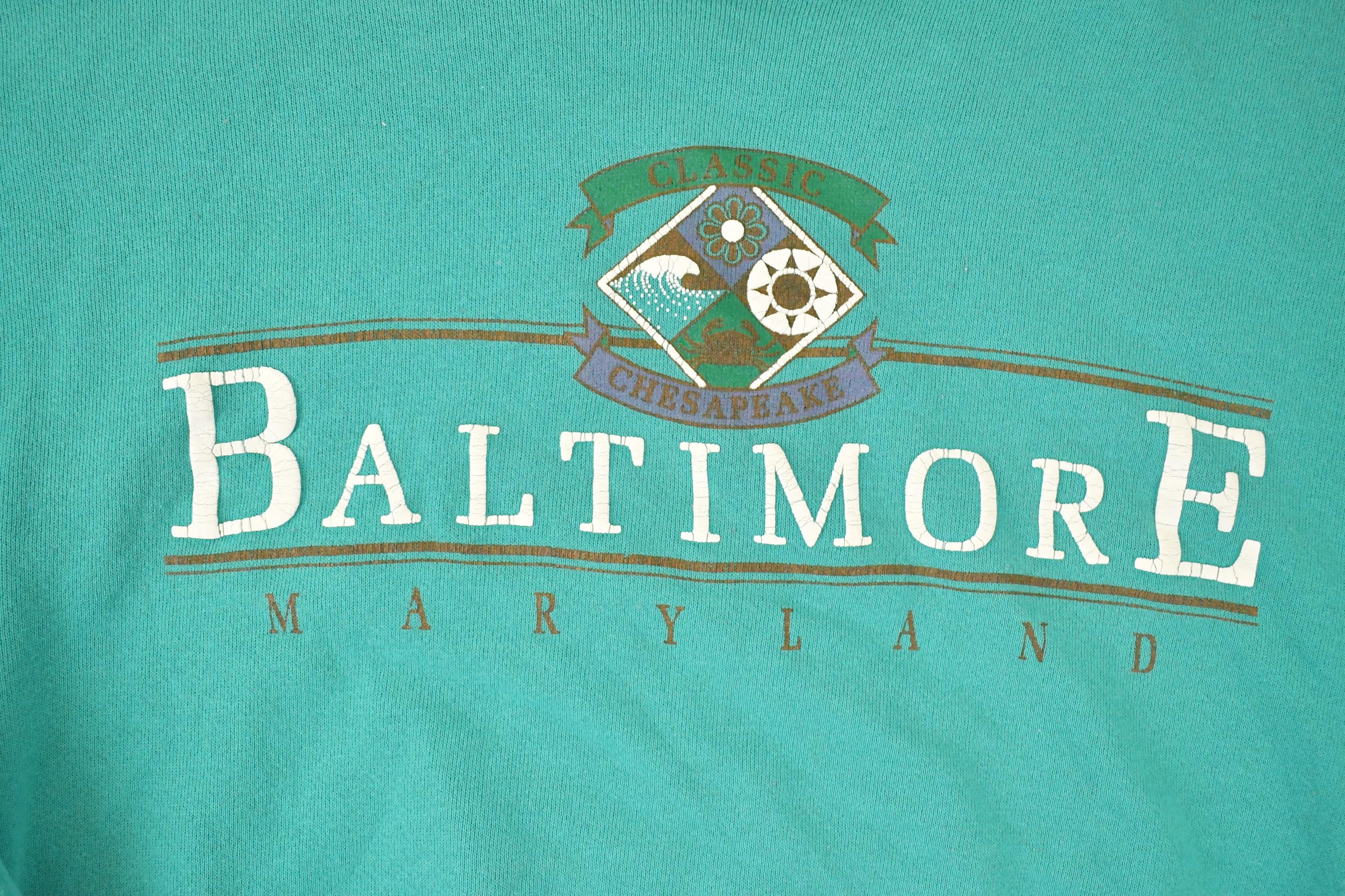 Vintage 1990s Baltimore Maryland Graphic Print Crewneck Sweatshirt Mens L - Image 3