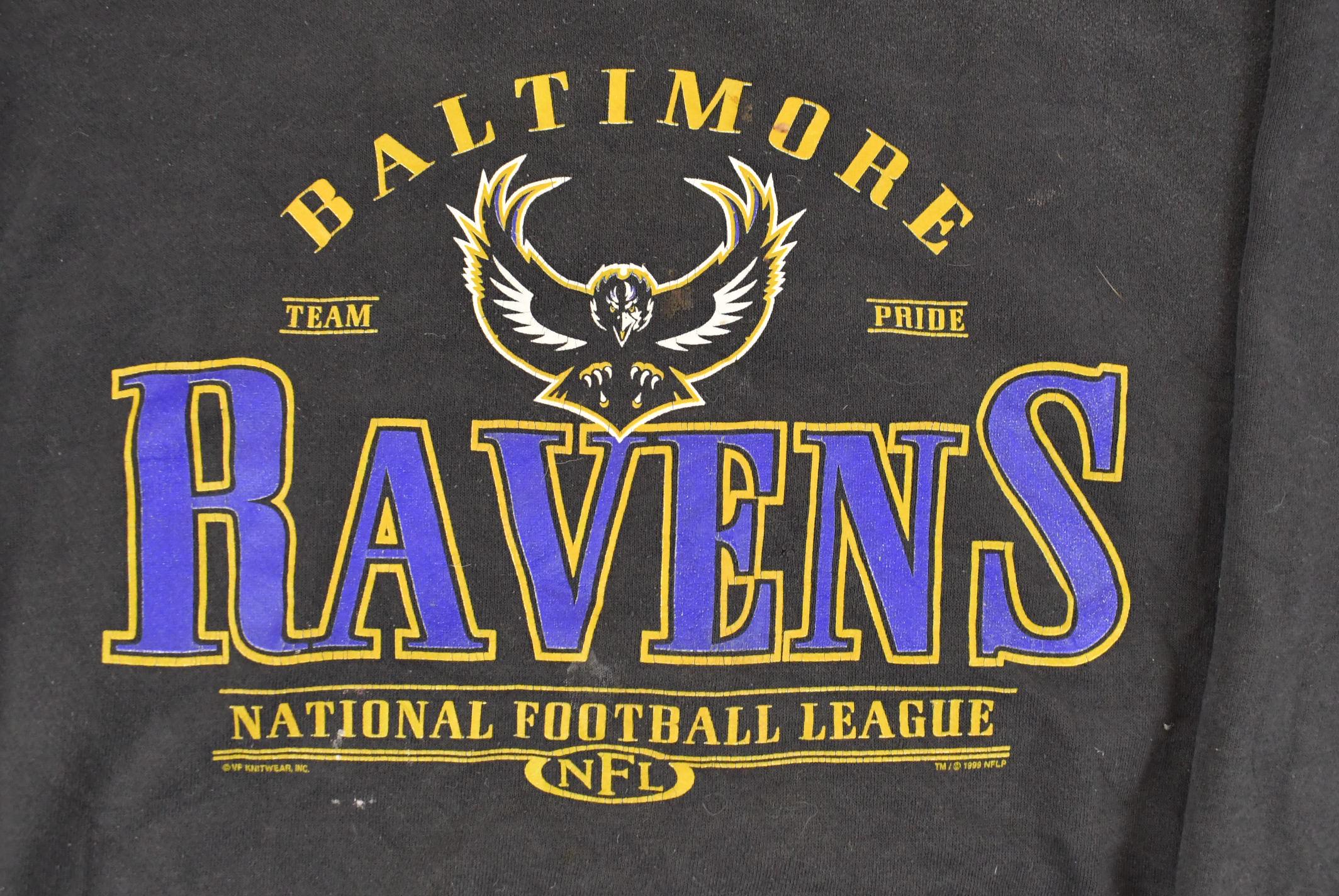 Vintage 1990s Baltimore Ravens NFL Crewneck Sweatshirt Mens Large - Image 3