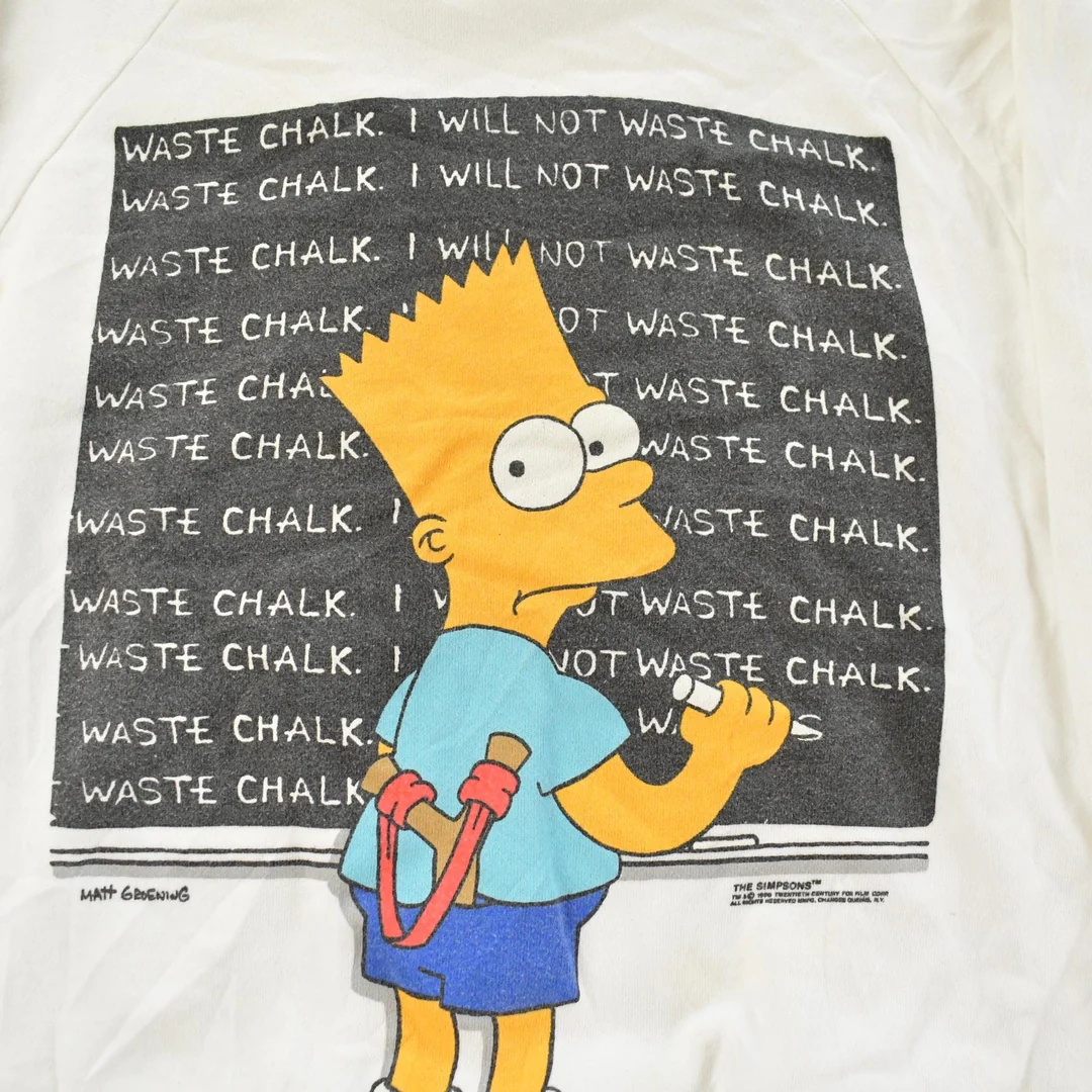 Vintage 1990s Bart Simpson Graphic Crewneck Sweatshirt Men's Medium - Image 3