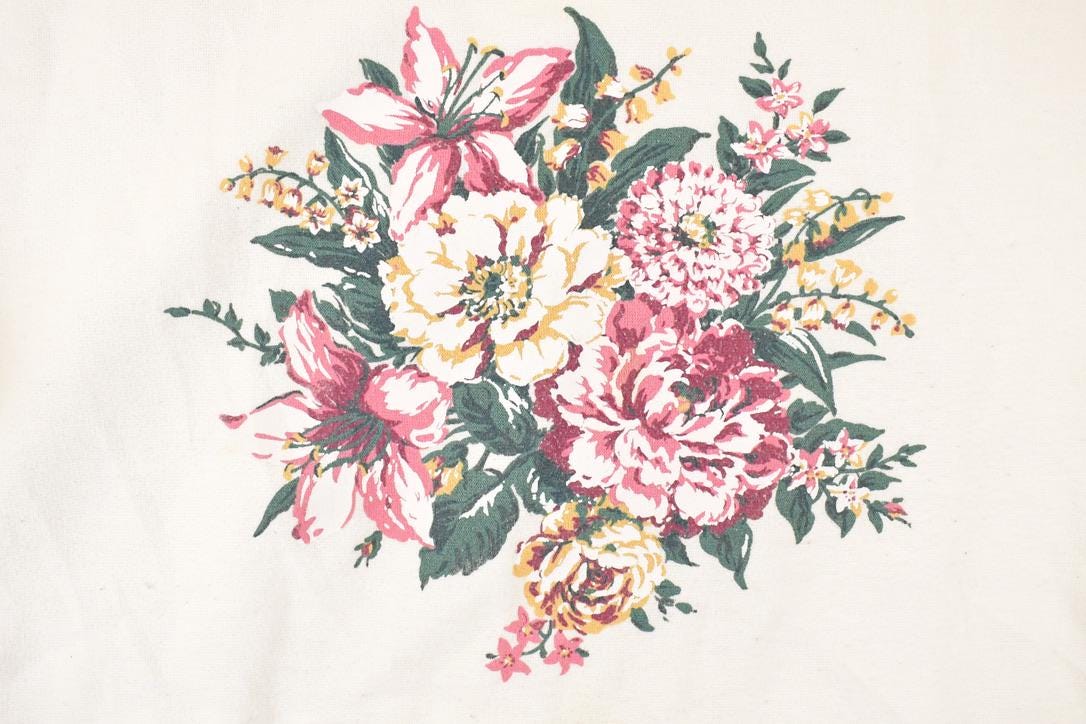 Vintage 1990s Basic Editions Floral Graphic Print Double Collar Crewneck Sweatshirt Womens L - Image 3