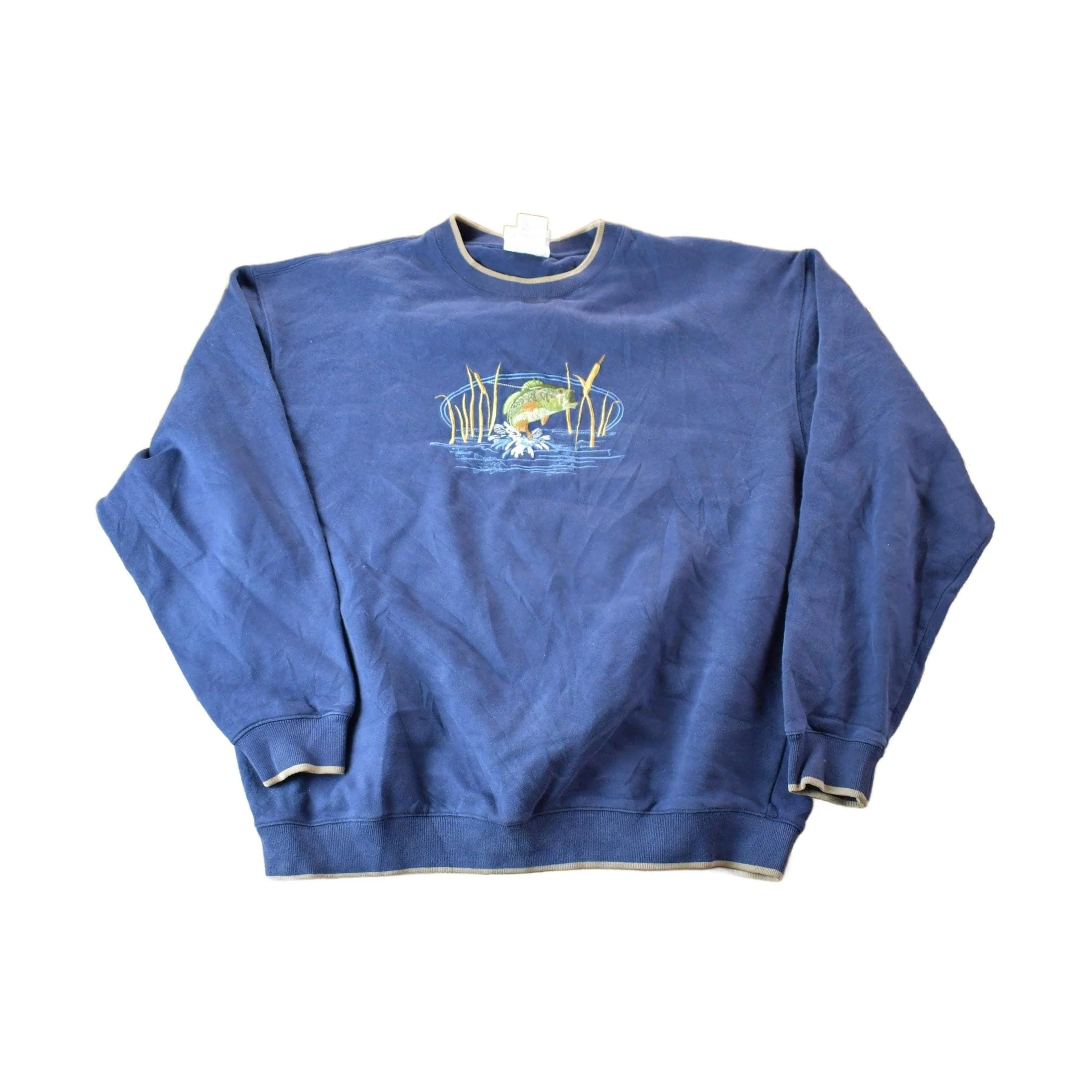 Vintage 1990s Bass Fishing Embroidered Crewneck Men's XL