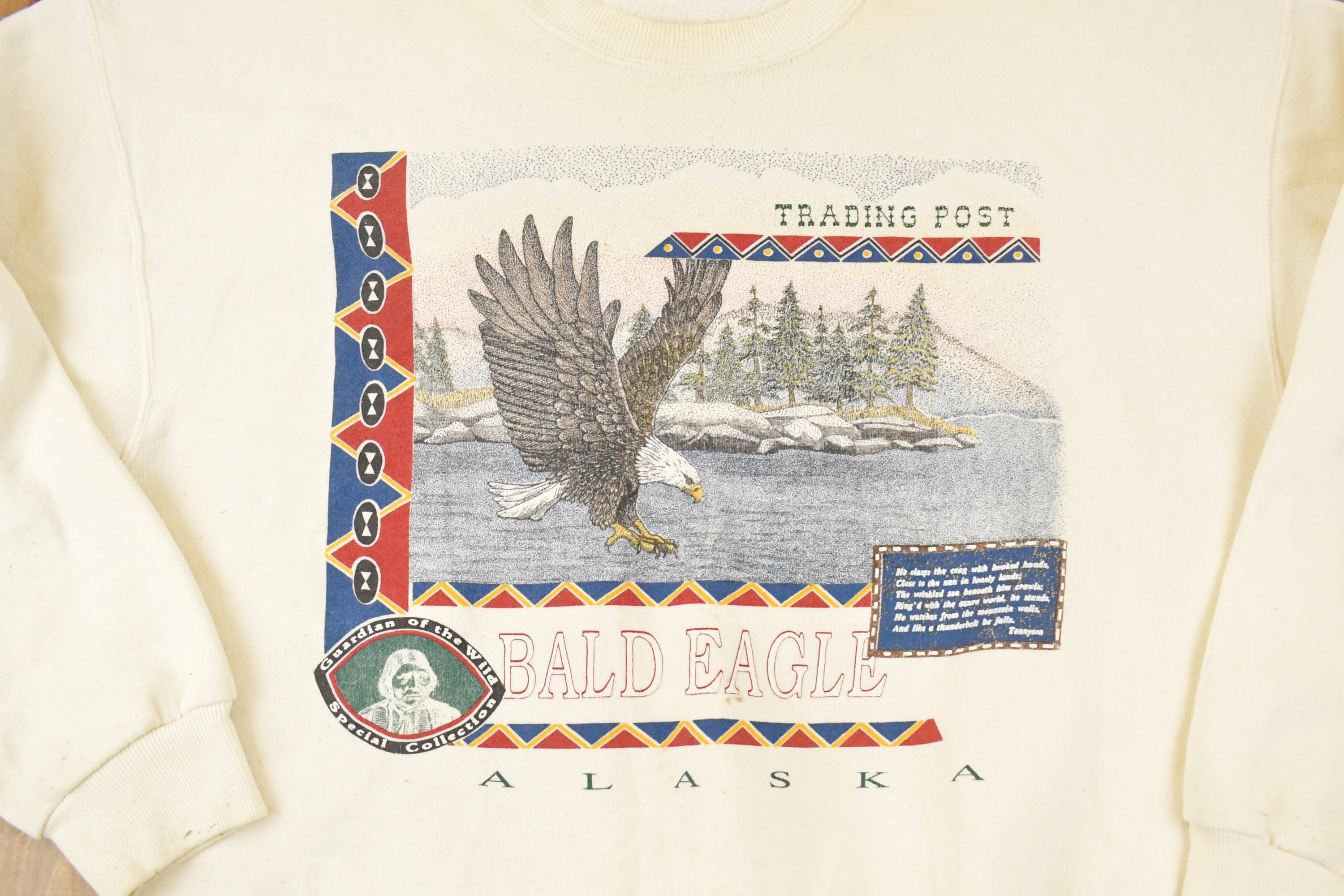 Vintage 1990s Bassett Walker Bald Eagle Graphic Print Crewneck Sweatshirt Mens XL - Image 3