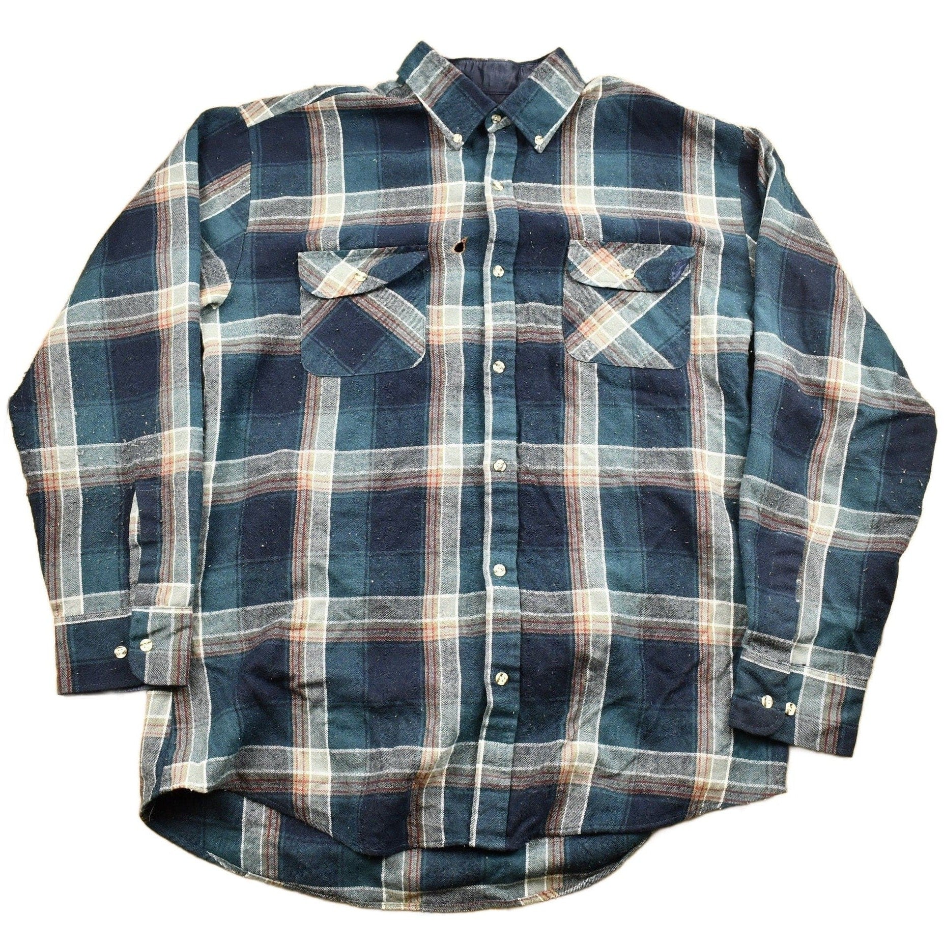 Vintage 1990s Bay Waters Plaid Button Up Shirt Men's 2XL