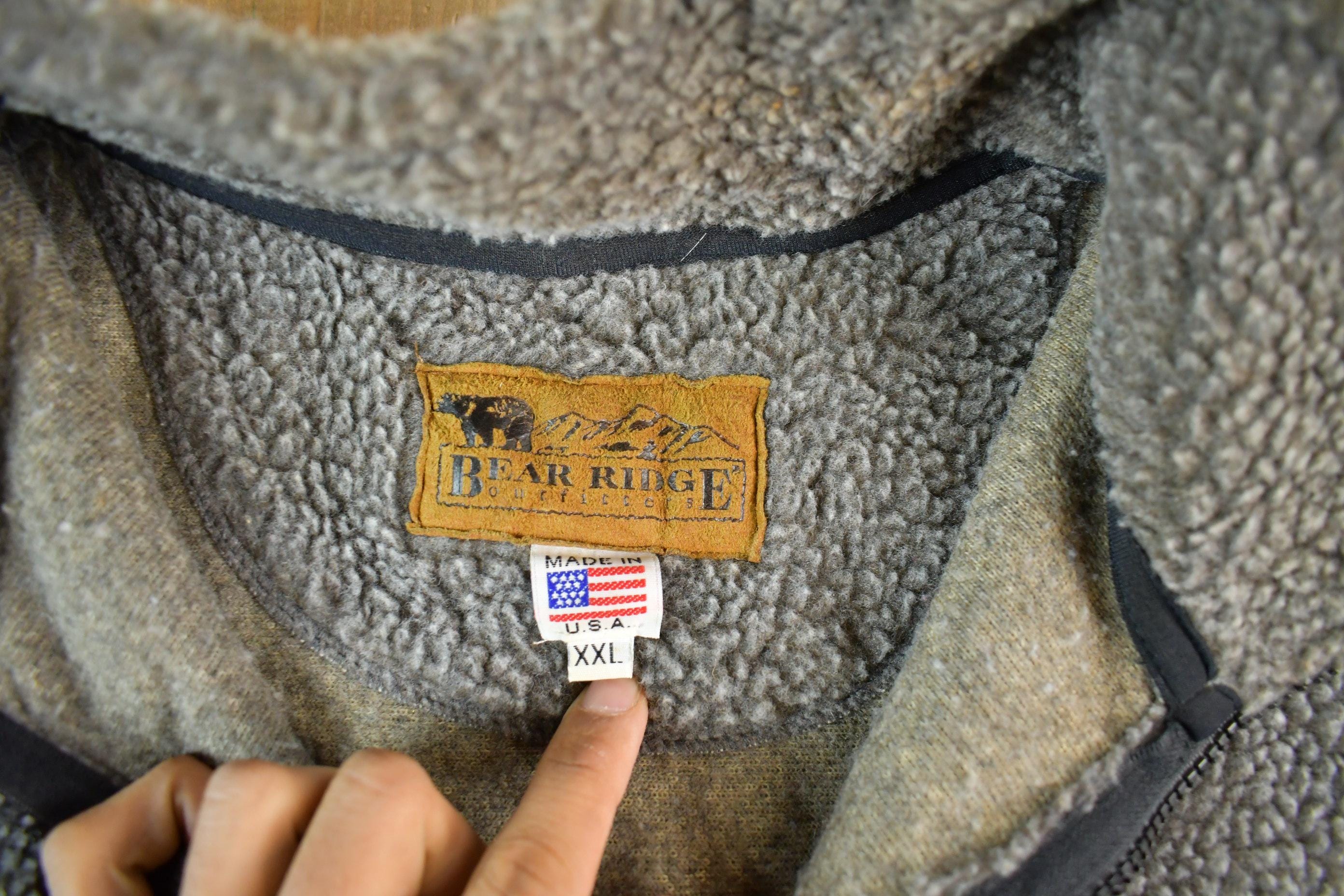 Vintage 1990s Bear Ridge Winter Wolf Theme Full Zip Fleece Sweater Jacket Men's XL - Image 5
