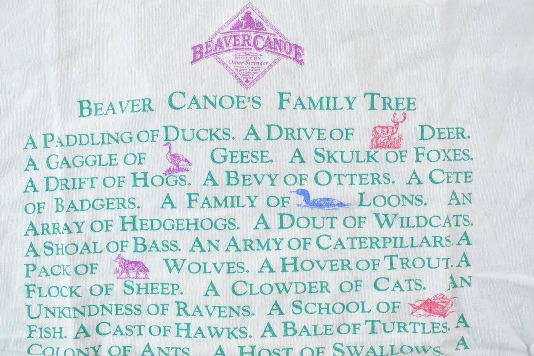 Vintage 1990s Beaver Canoe Family Tree Graphic T-Shirt Men's Large - Image 4