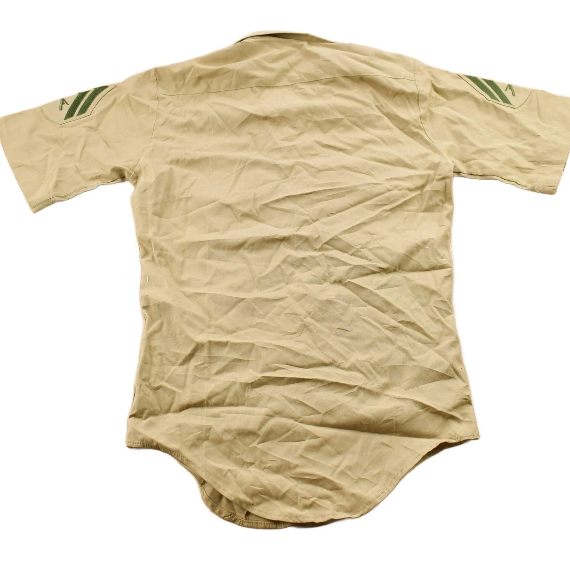 Vintage 1990s Beige Blank Military Button Up Shirt Men's XS - Image 2