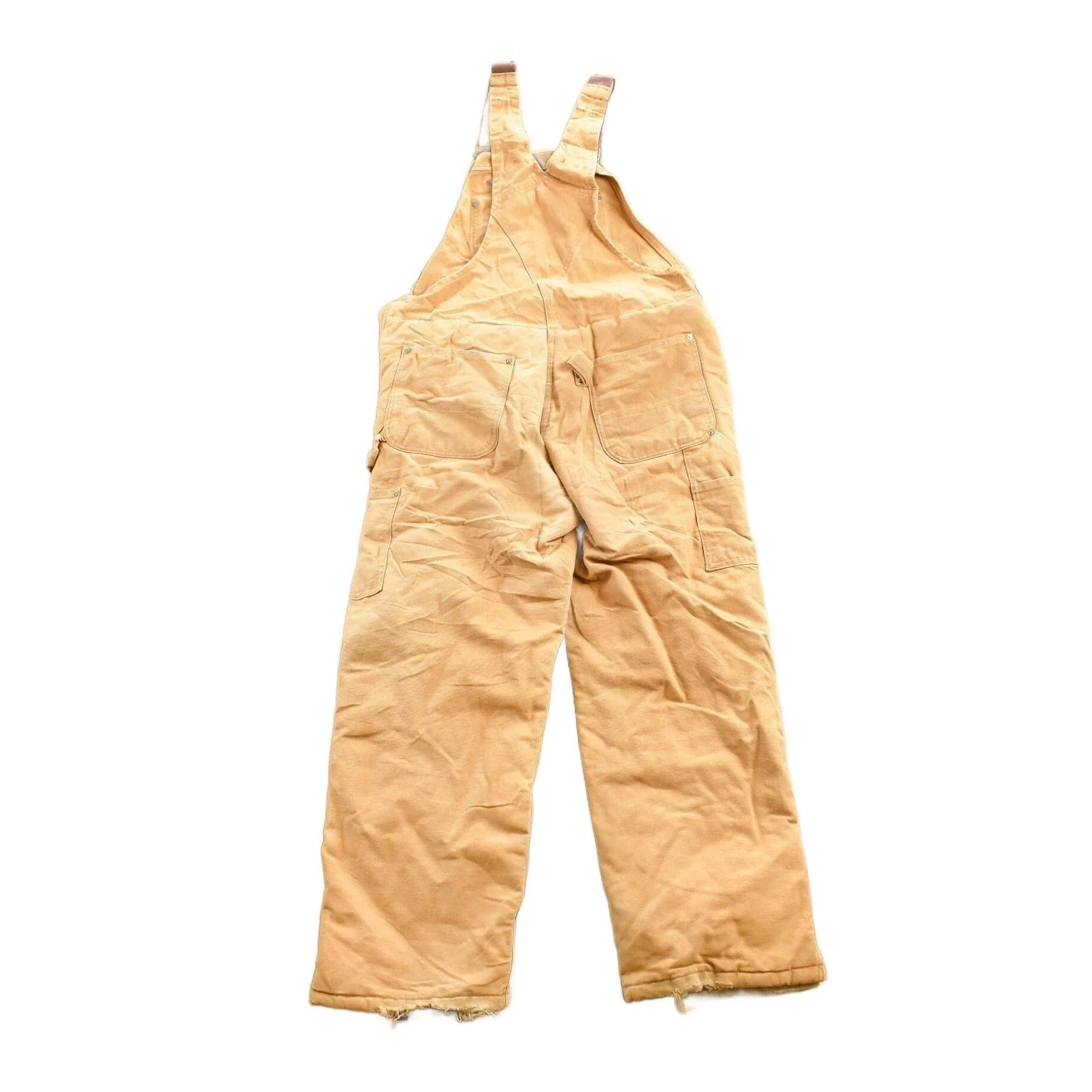 Vintage 1990s Beige Carhartt Double Knee Canvas Overalls Men's 34 x 30 - Image 2