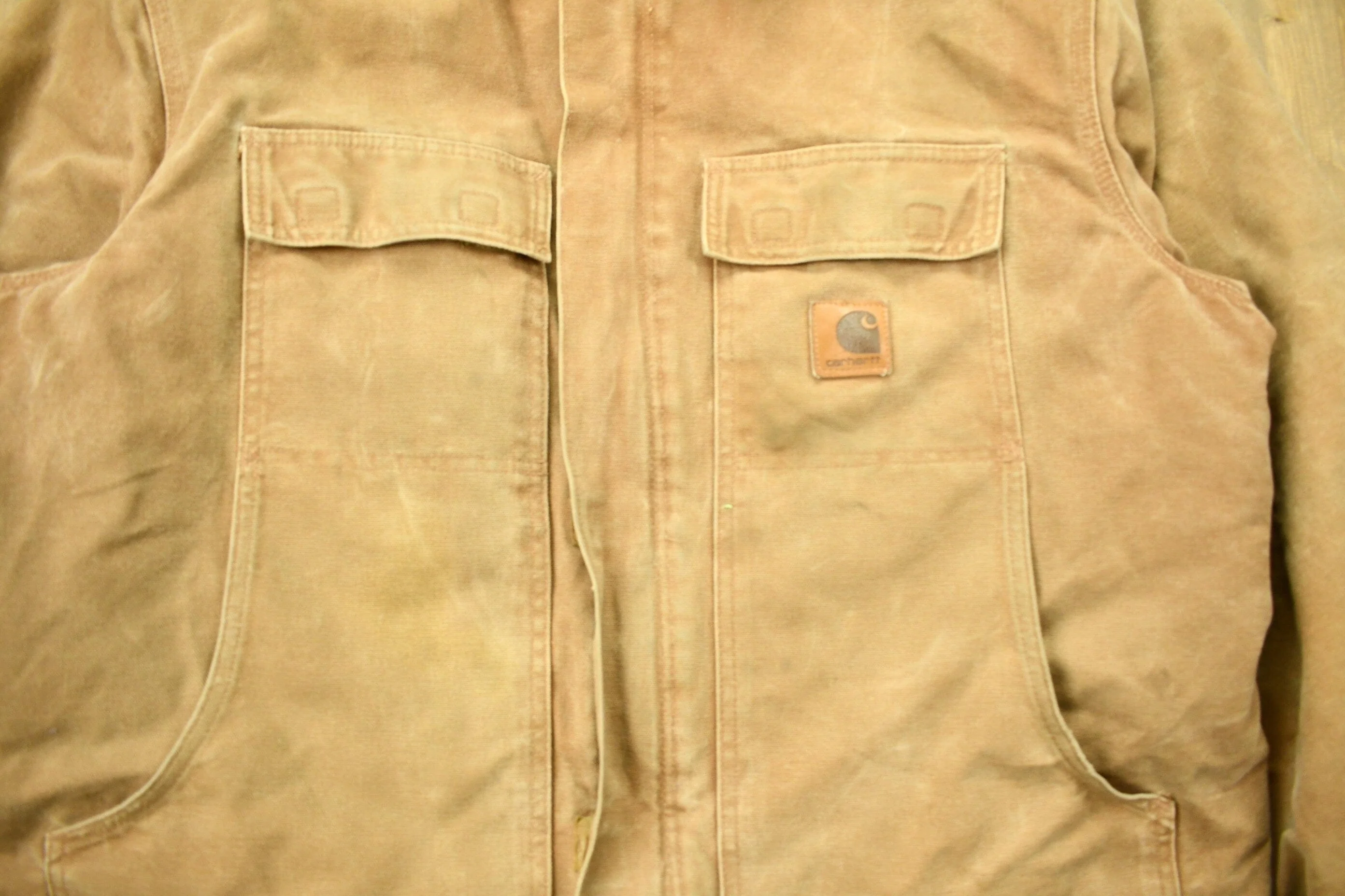 Vintage 1990s Beige Carhartt Work Jacket Men's 2XL - Image 3