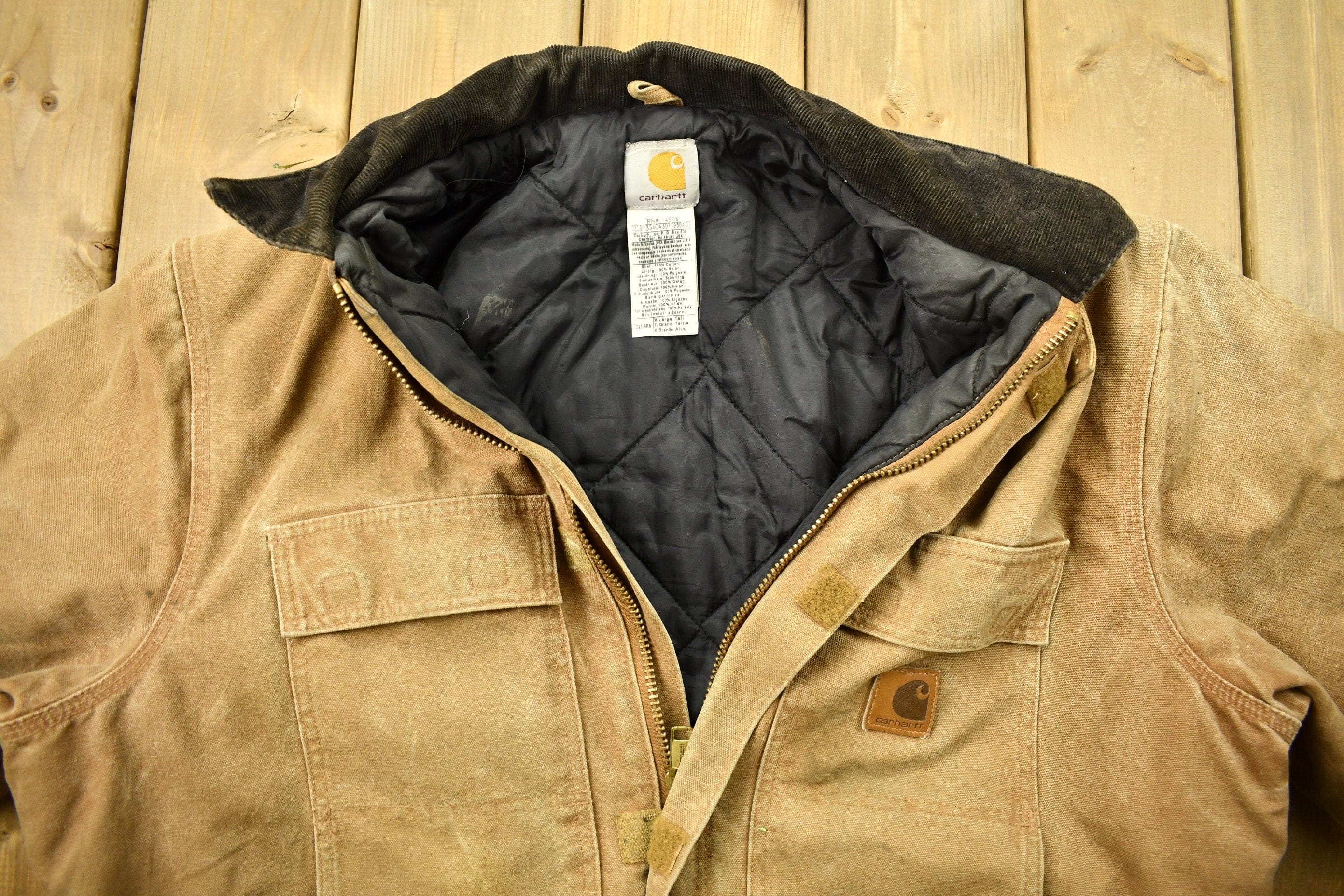 Vintage 1990s Beige Carhartt Work Jacket Men's 2XL - Image 5